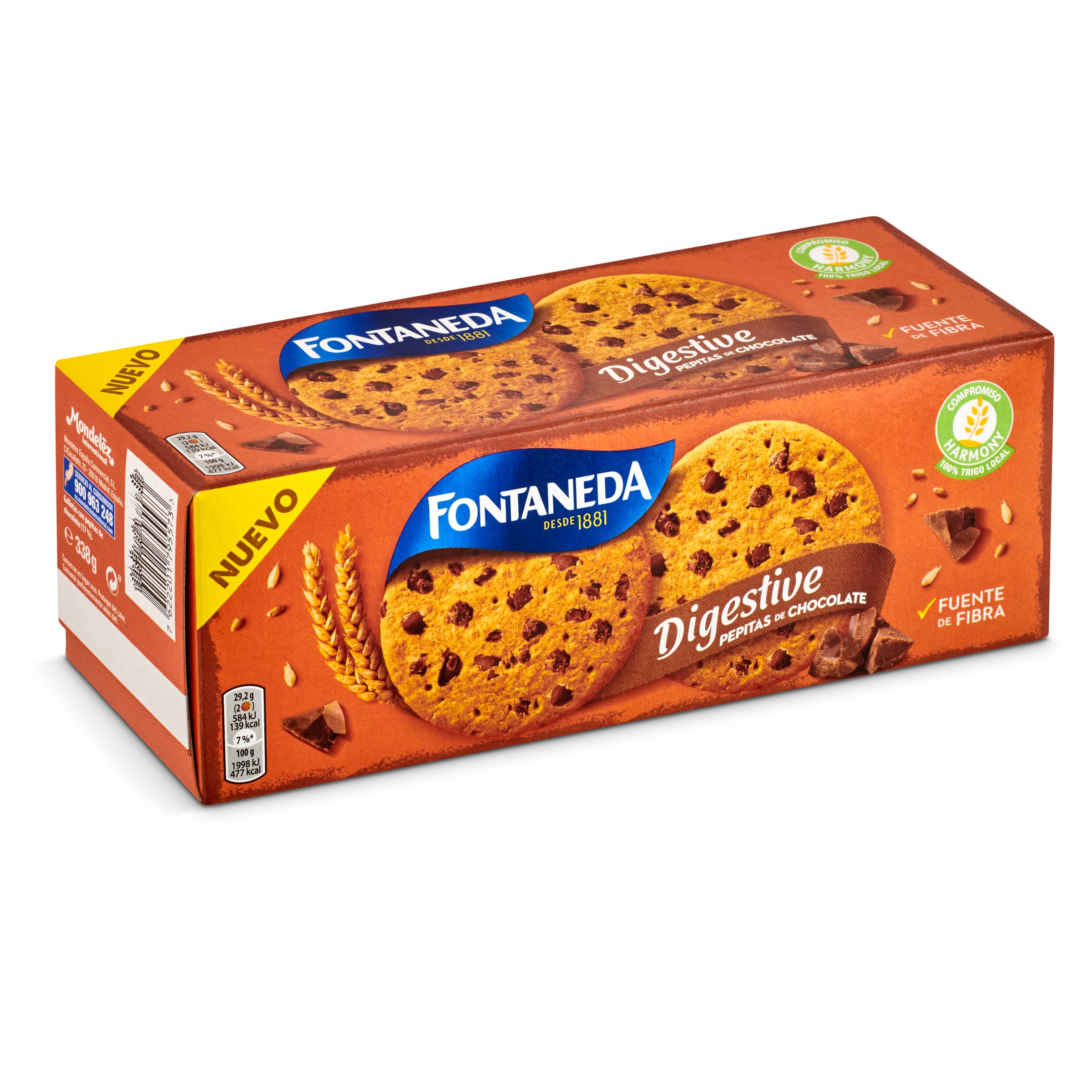 FONTANEDA galletas digestive con pepitas de chocolate caja 338 gr