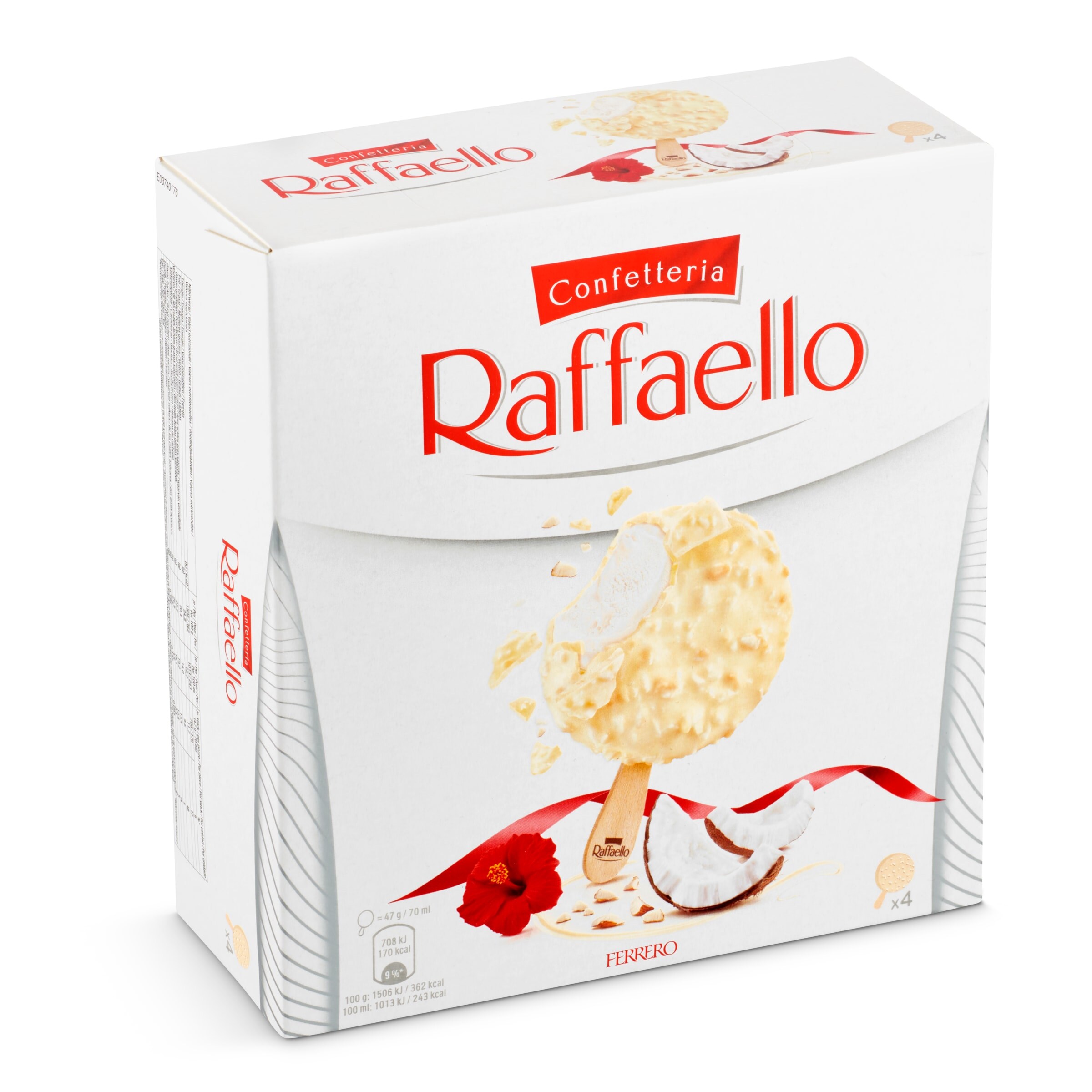 FERRERO Raffaello helado bombón de coco con chocolate caja 4 uds 194 gr