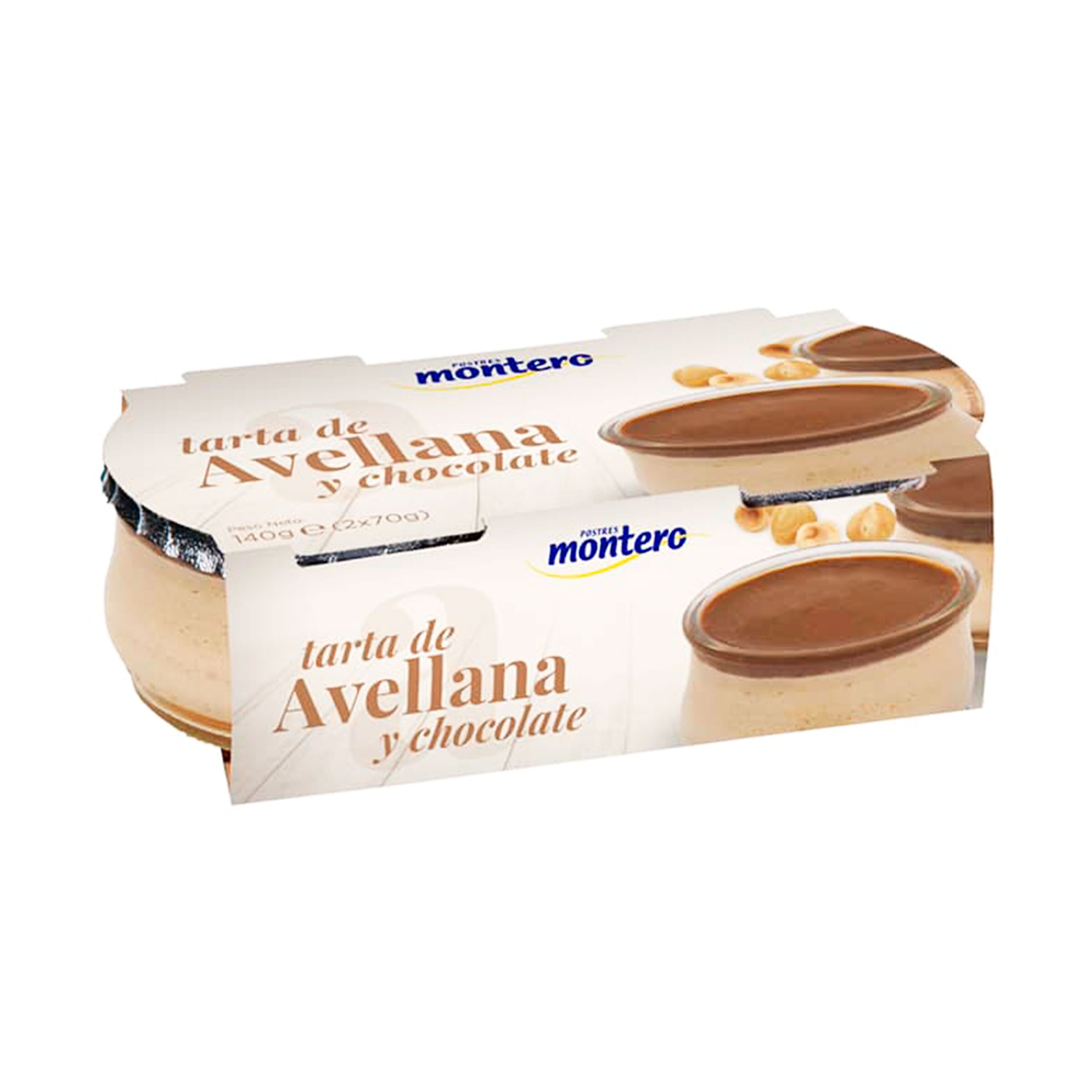 MONTERO tarta de chocolate y avellana 2 unidades 70 gr