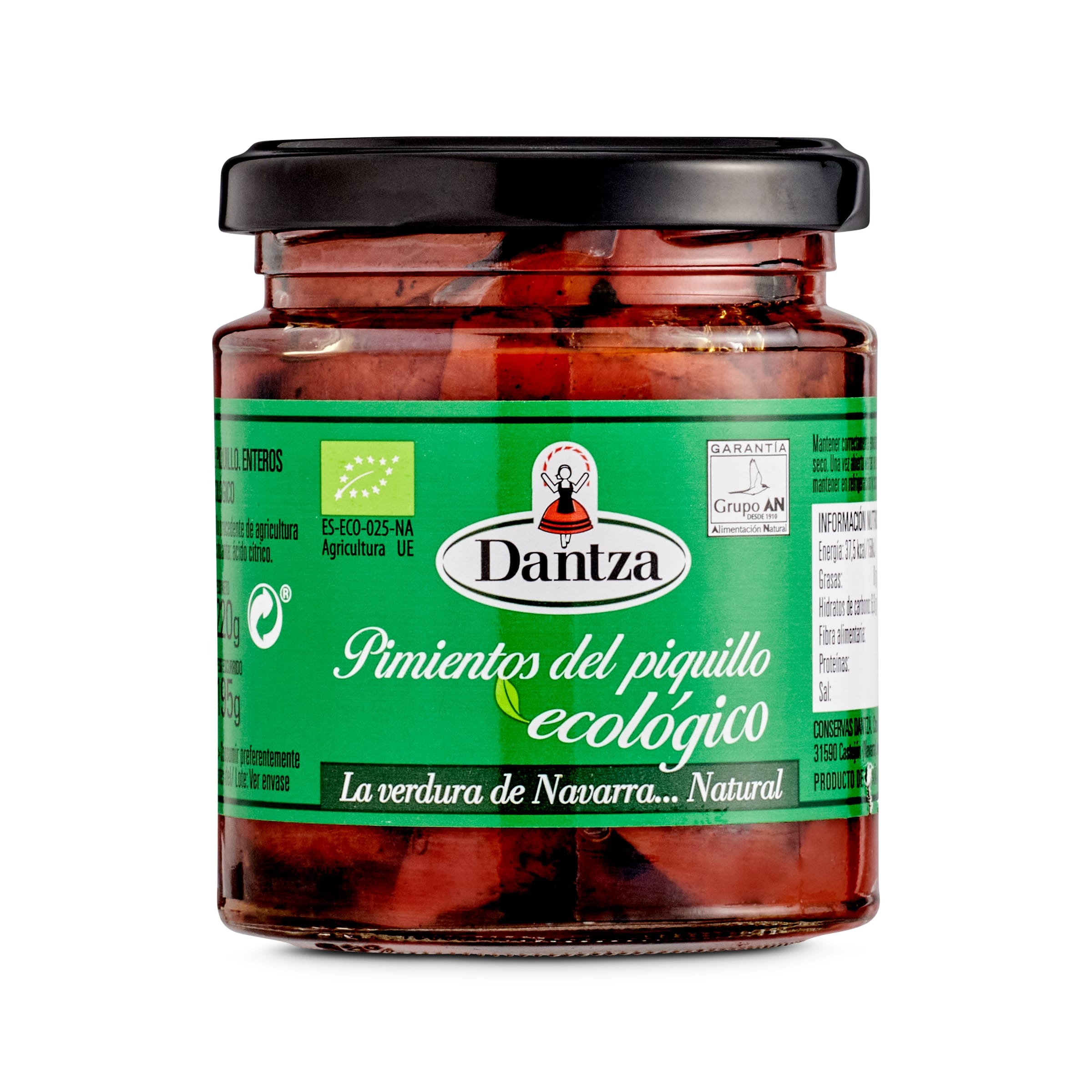 DANTZA pimiento de piquillo ecológico frasco 195 gr