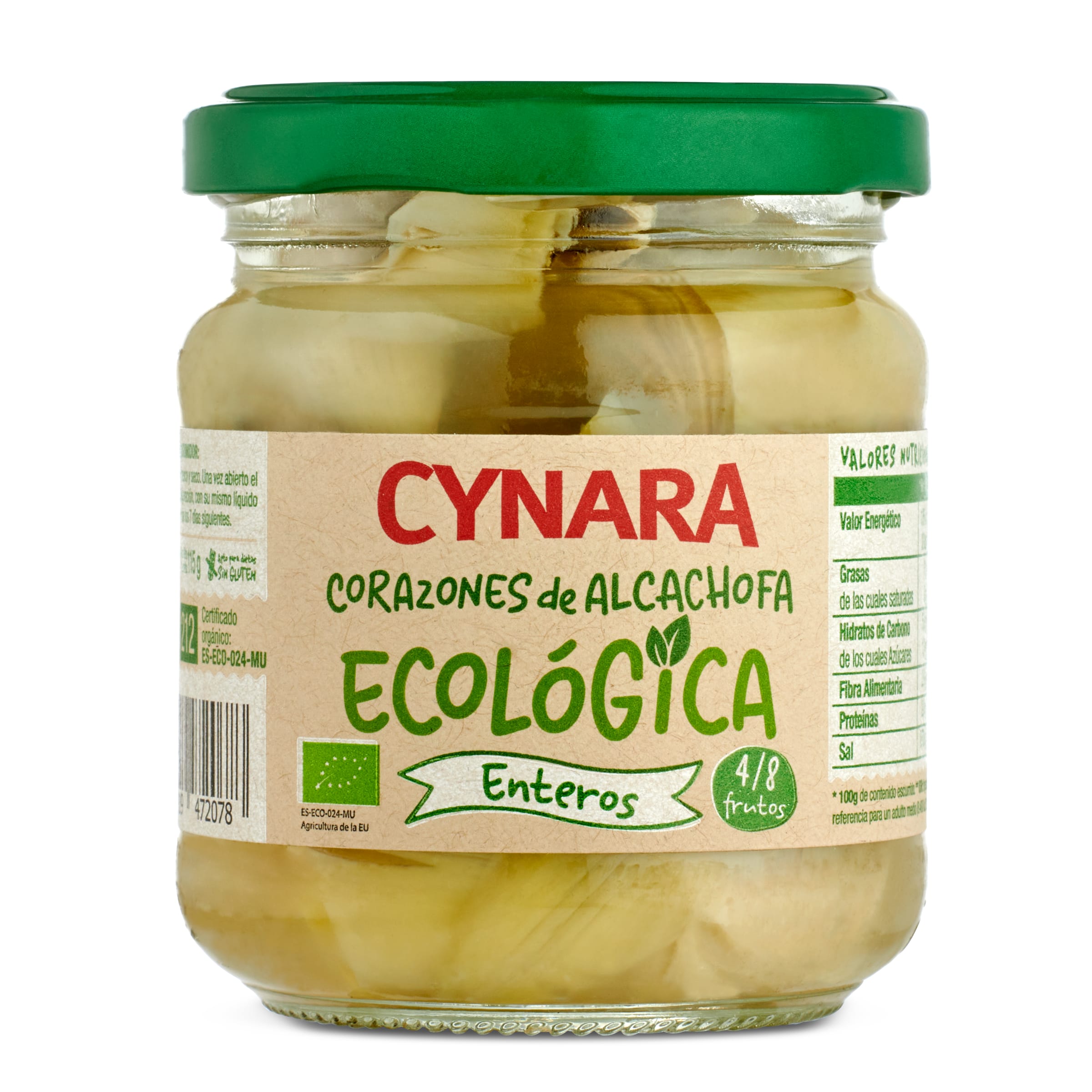 CYNARA corazones de alcachofa ecológica 4/8 piezas frasco 115 gr