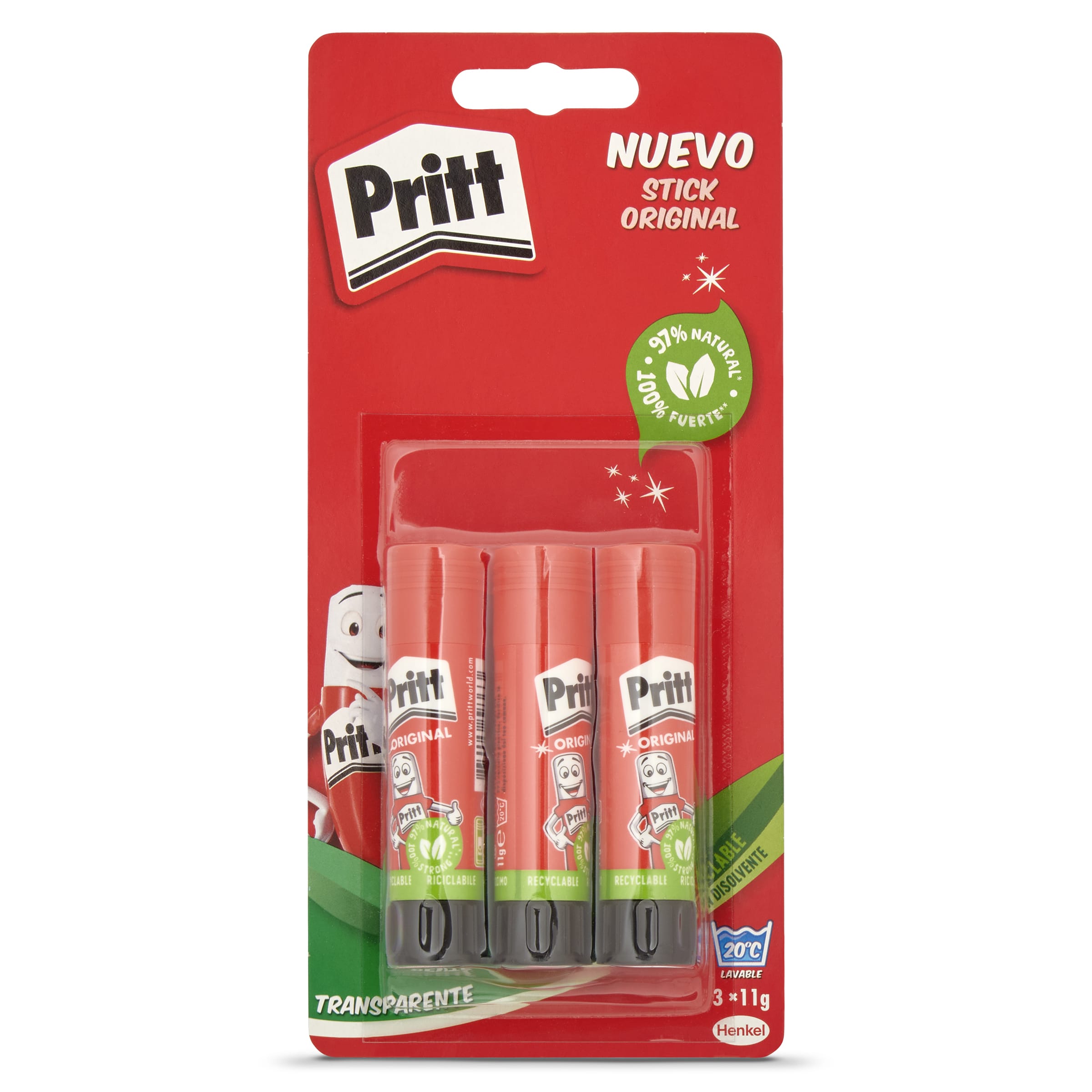 PRITT pegamento barra blíster 11 gr 3 uds
