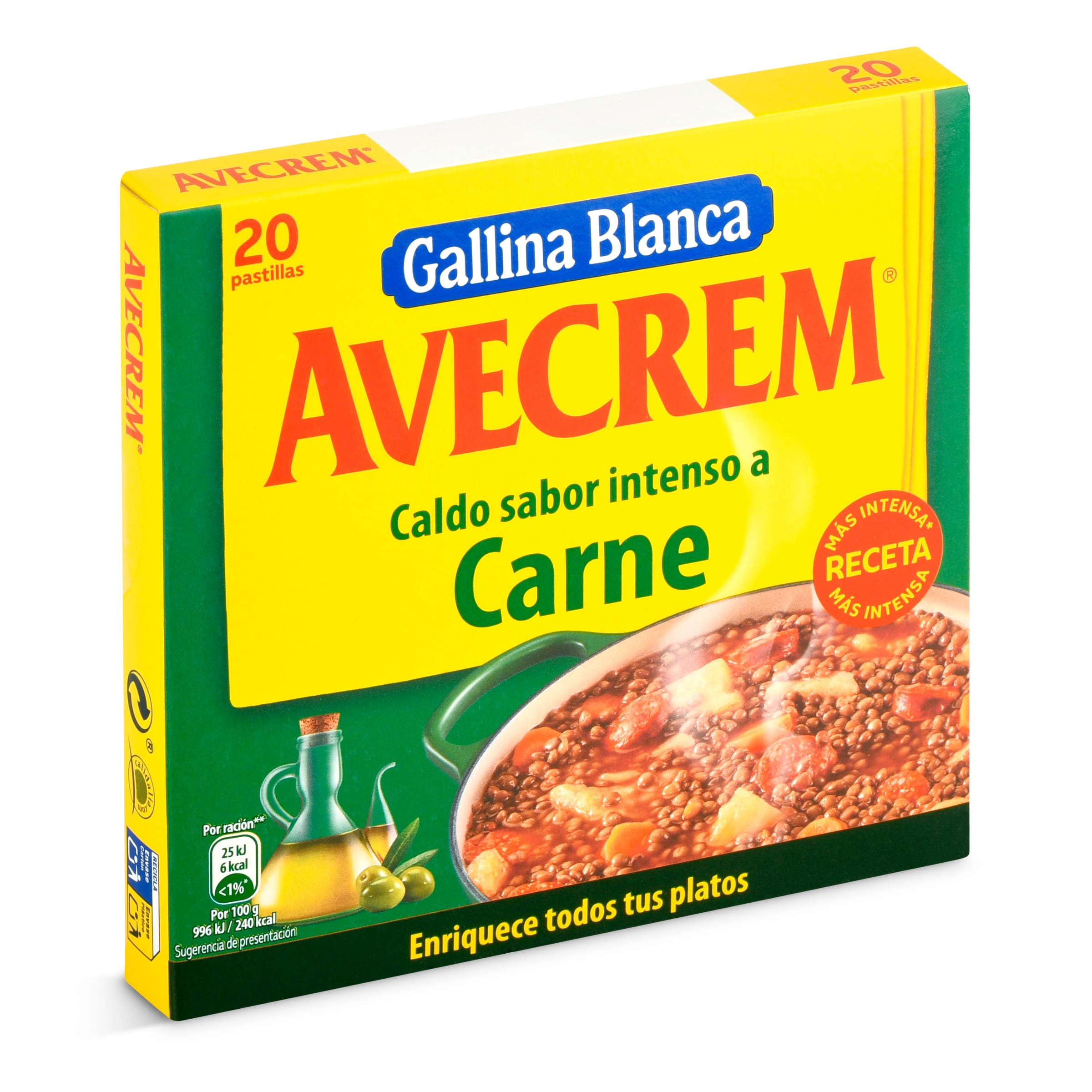 GALLINA BLANCA avecrem caldo de carne estuche 20 pastillas
