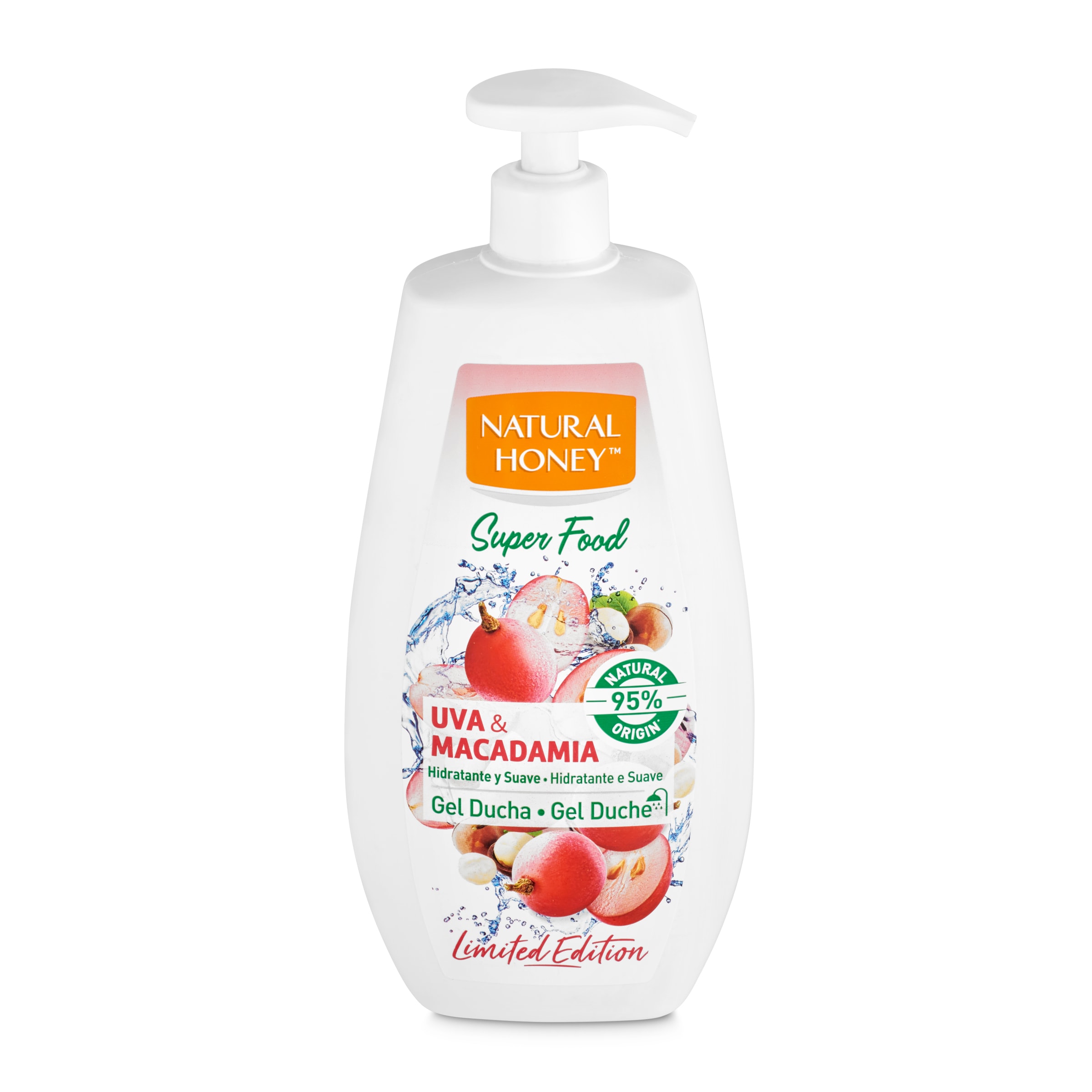 NATURAL HONEY gel de ducha uva y macadamia dosificador 700 ml