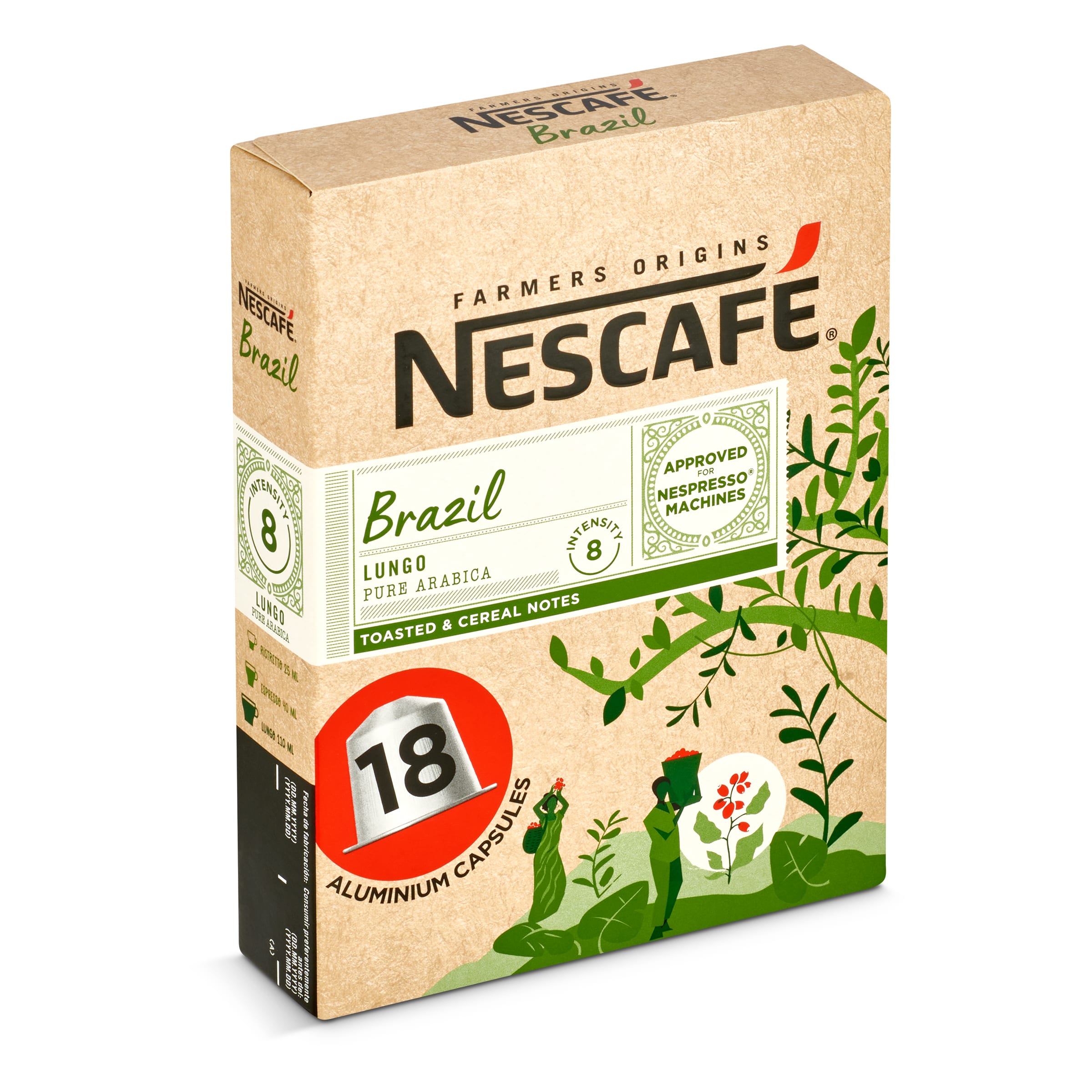 NESCAFE café farmers origins Brazil caja 18 cápsulas 93 gr
