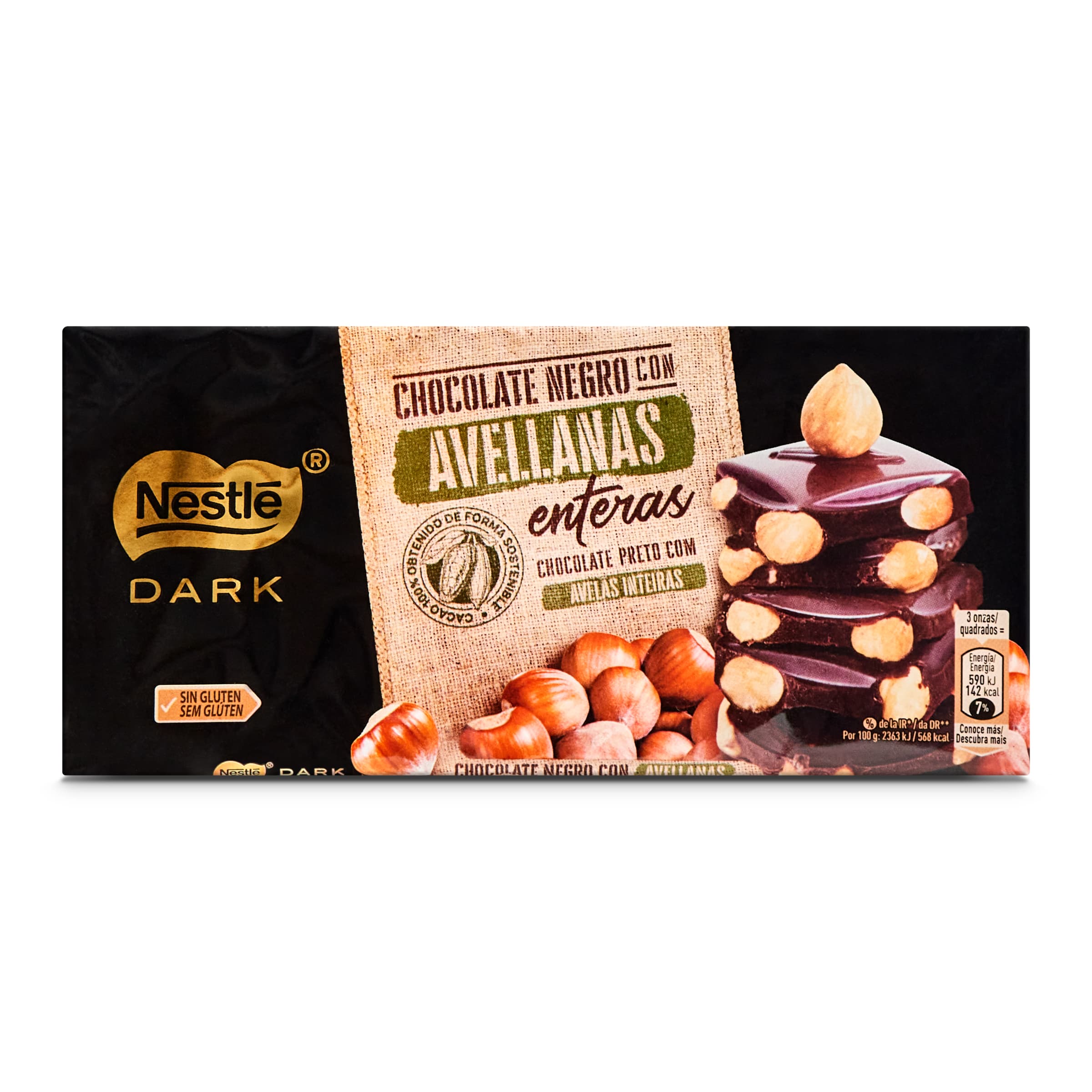 NESTLE chocolate negro con avellanas tableta 150 gr