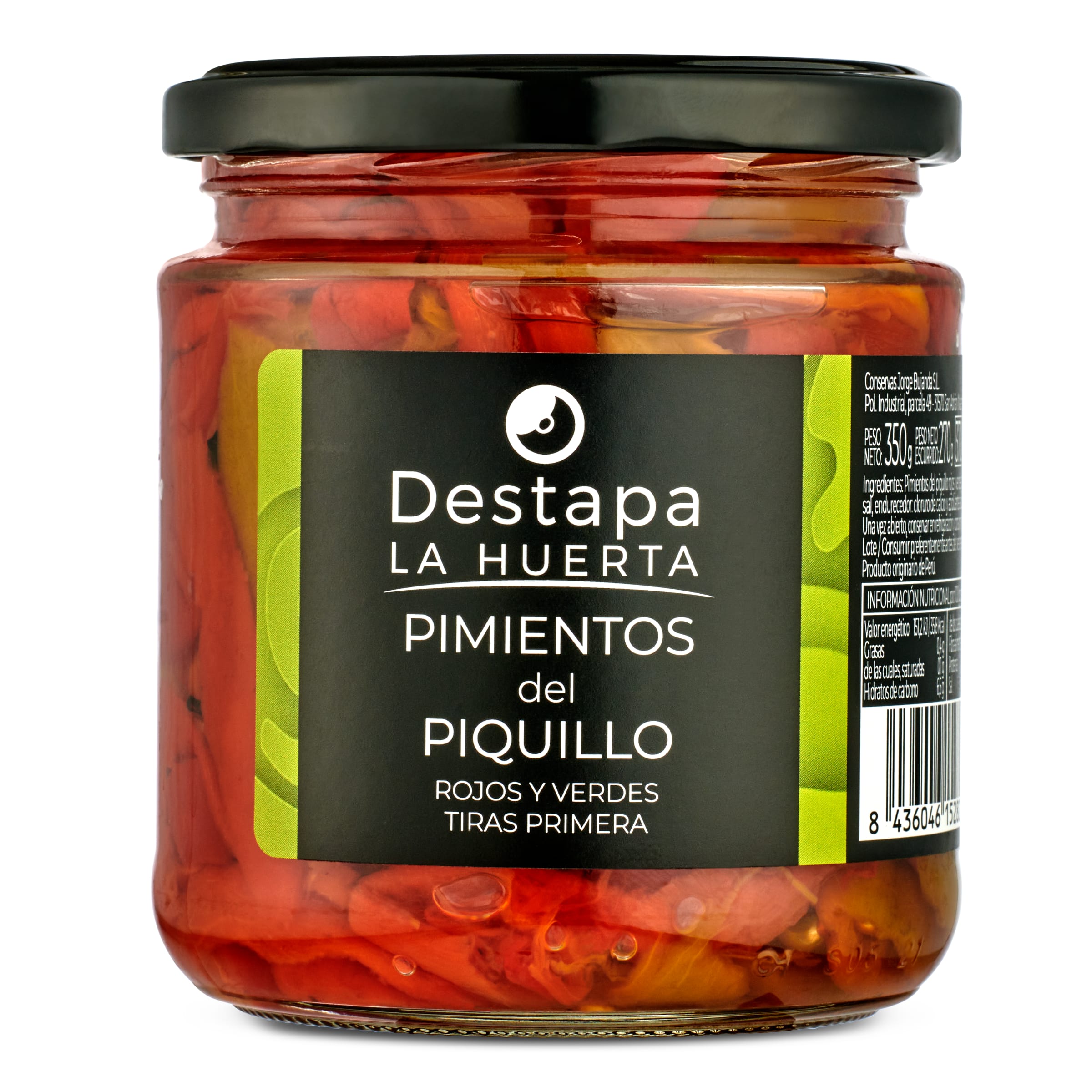 DESTAPA pimientos del piquillo rojos y verdes en tiras frasco 270 gr