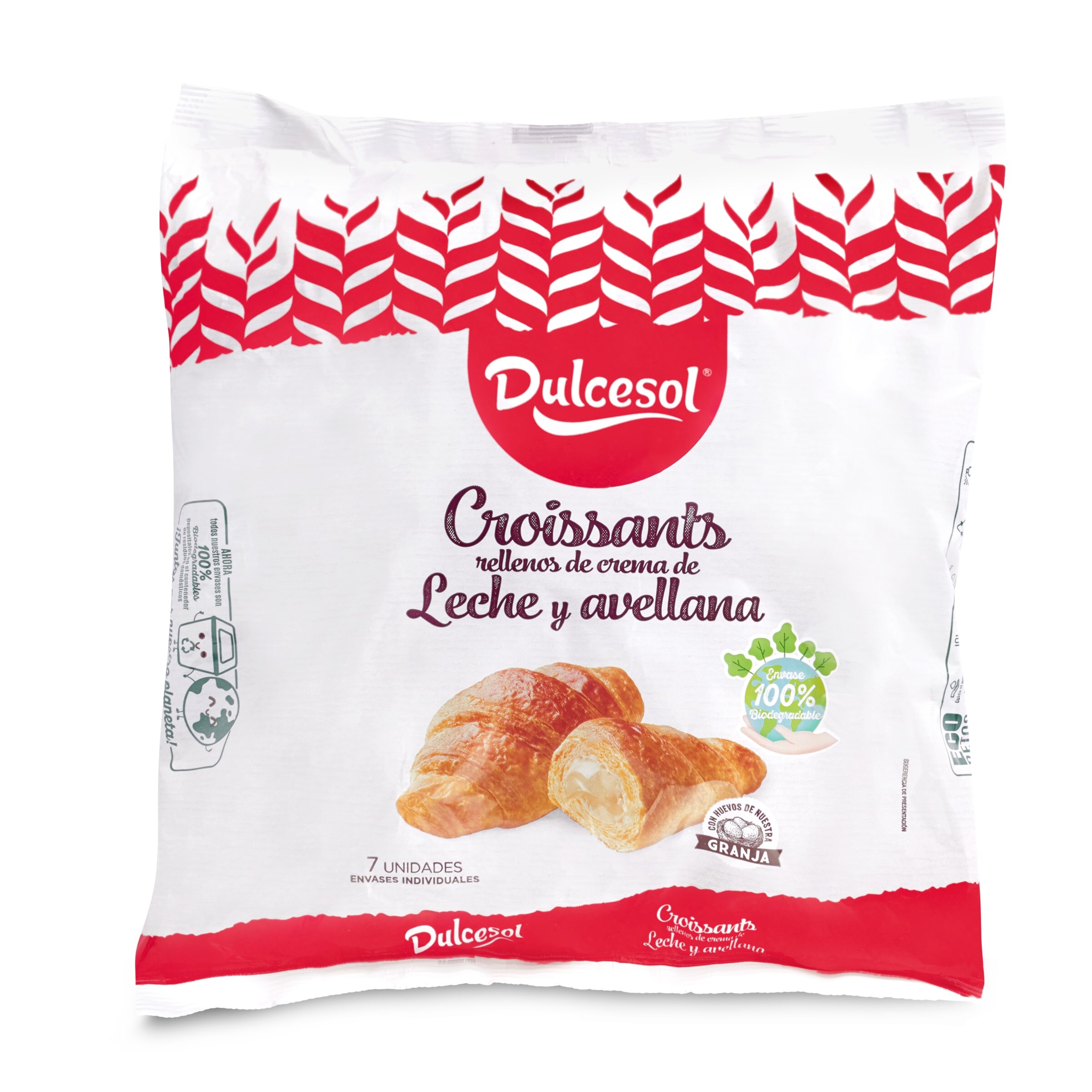 DULCESOL croissants rellenos de crema de leche y avellanas paquete 294 gr
