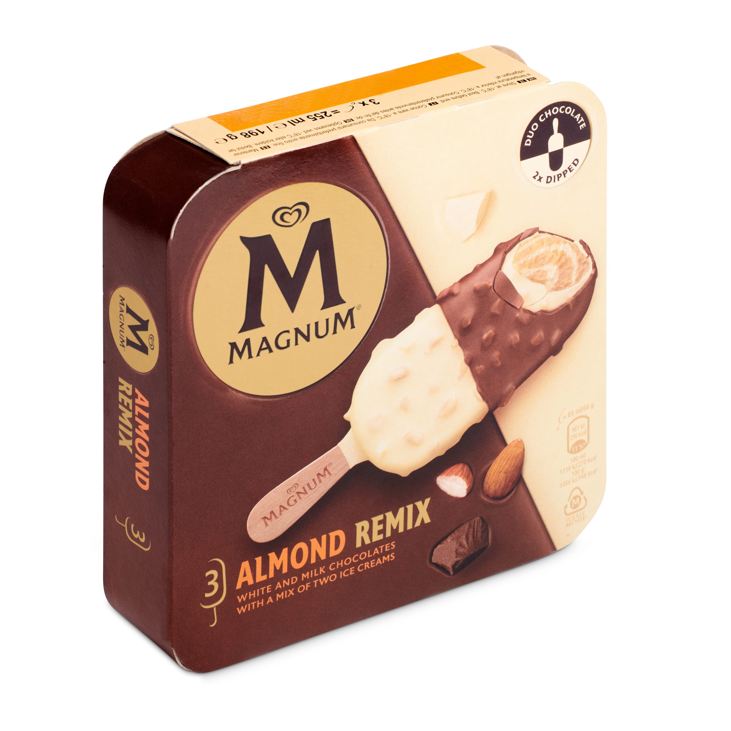 MAGNUM helado bombón almendra remix pack 3 uds 198 gr