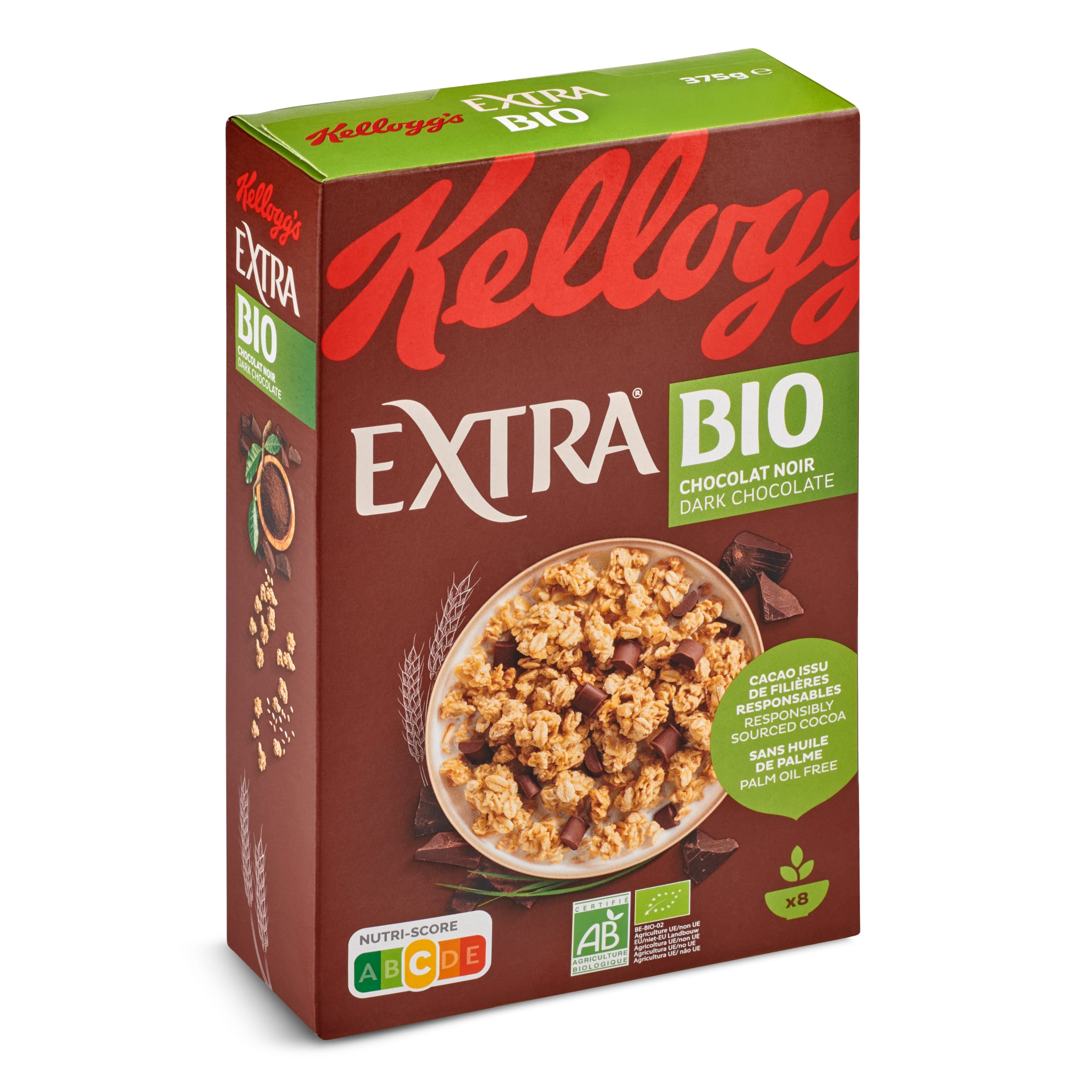 KELLOGG'S cereales extra chocolate BIO paquete 375 gr