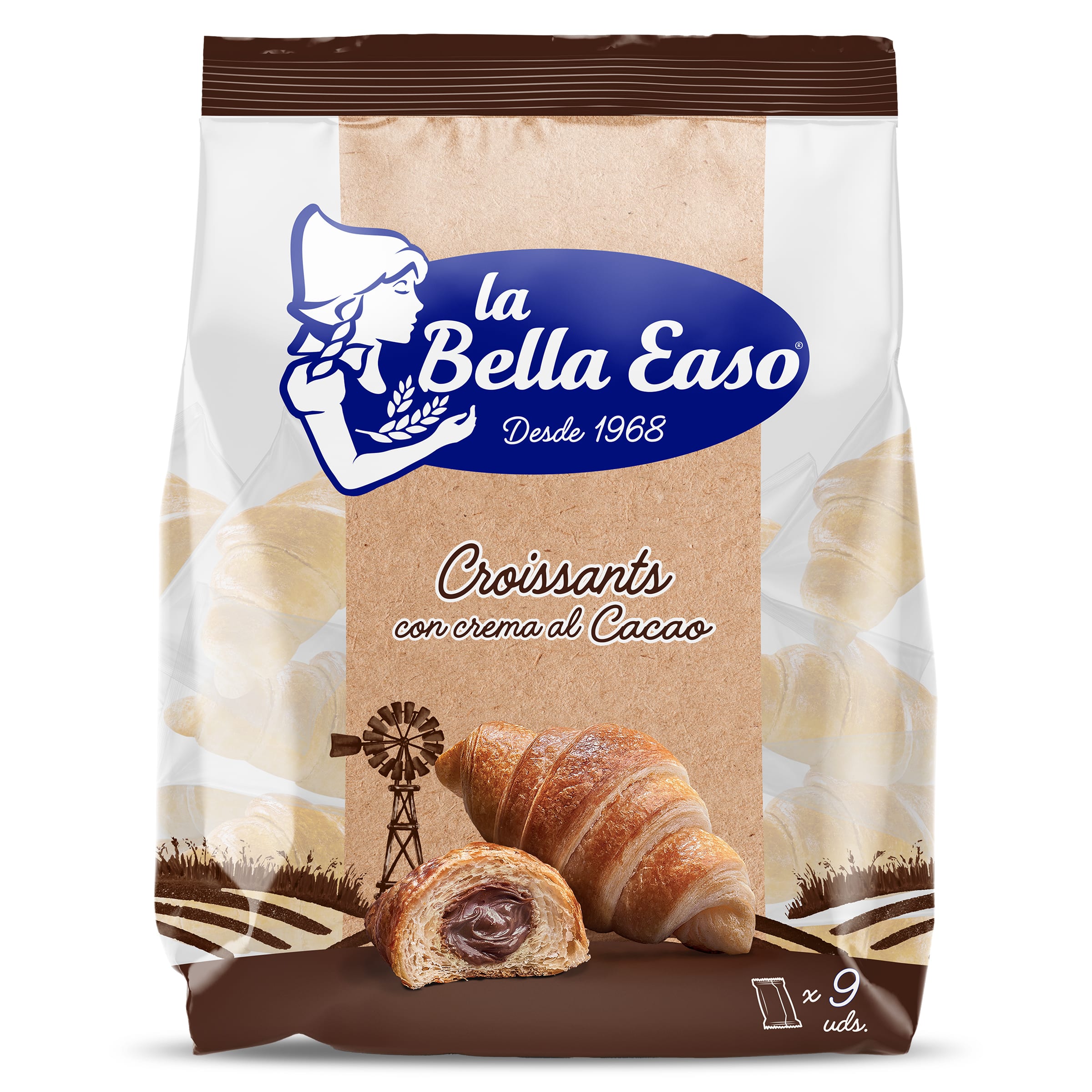 LA BELLA EASO croissants de crema al cacao bolsa 9 uds 378 gr
