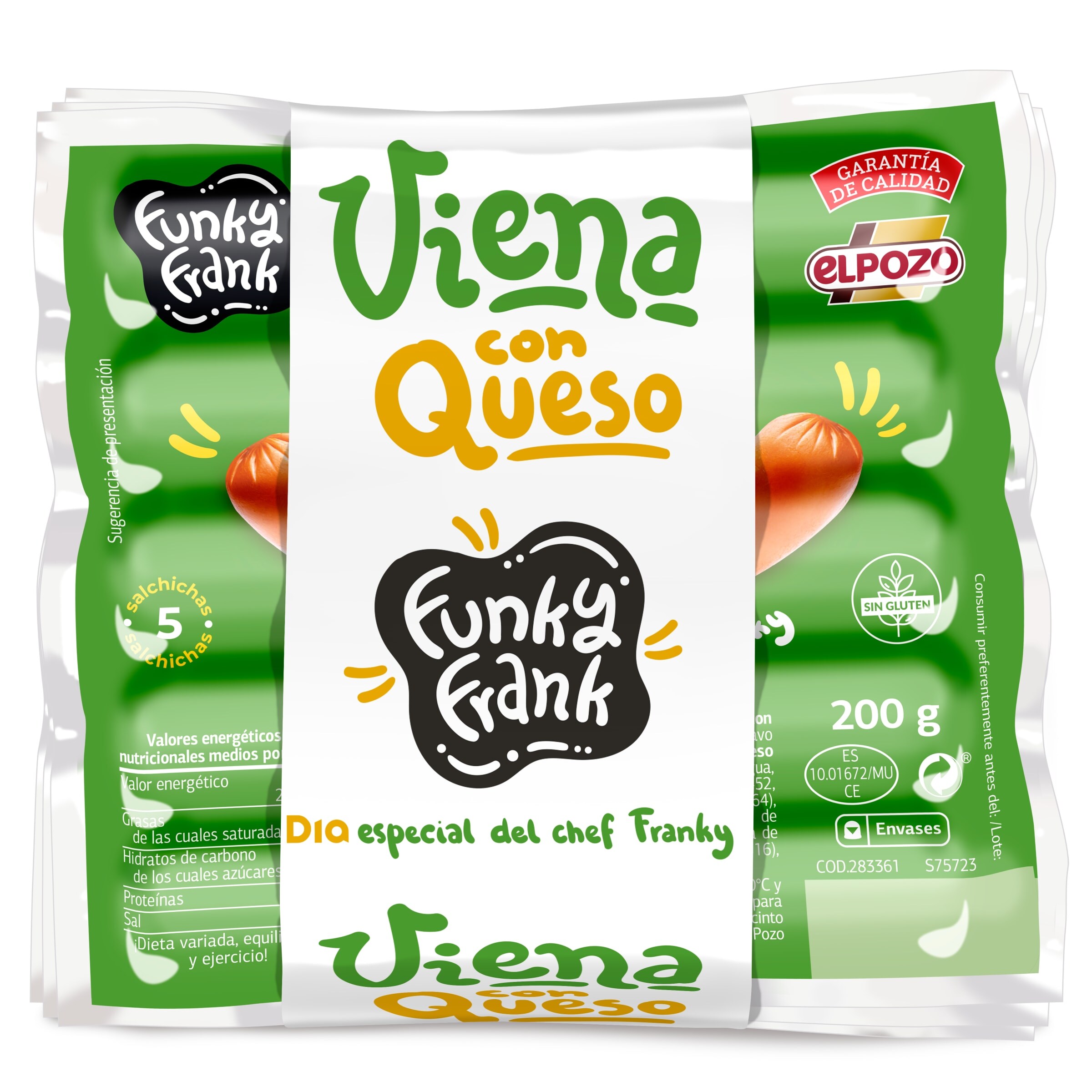 DIA FUNKY FRANK salchichas Viena con queso pack 3 x 200 gr