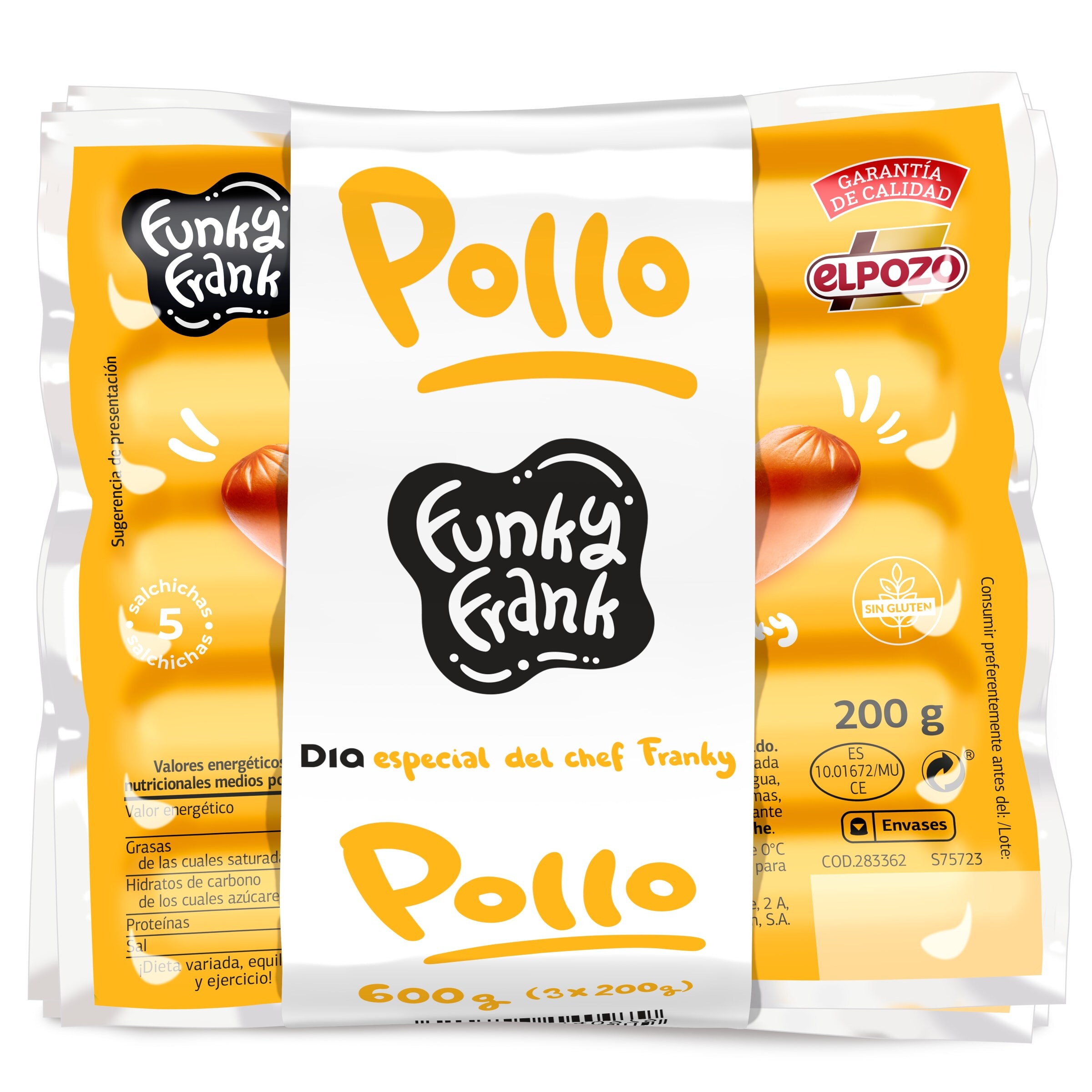 DIA FUNKY FRANK salchichas Viena de pollo pack 3 x 200 gr