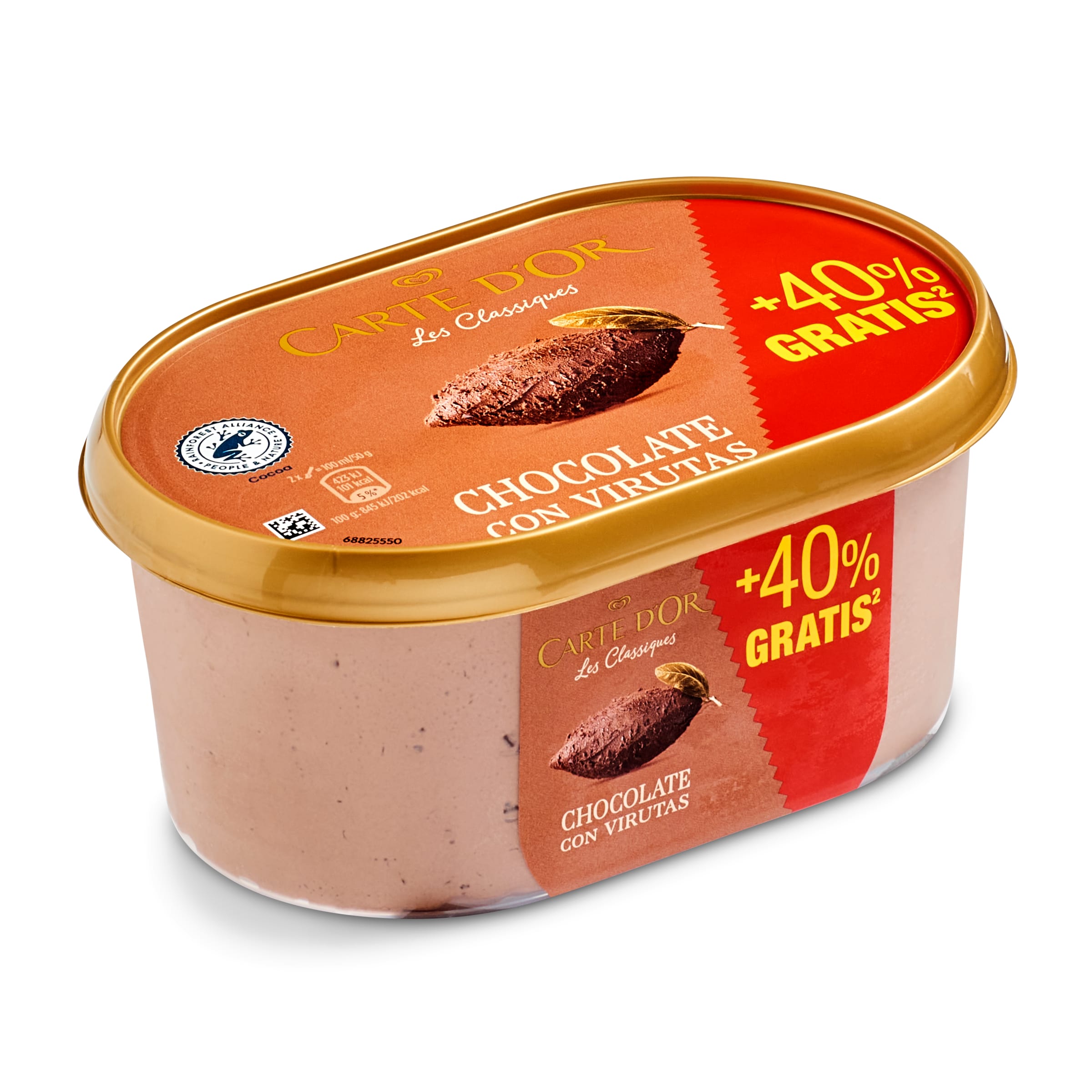 CARTE D'OR helado de chocolate con virutas barqueta 650 gr