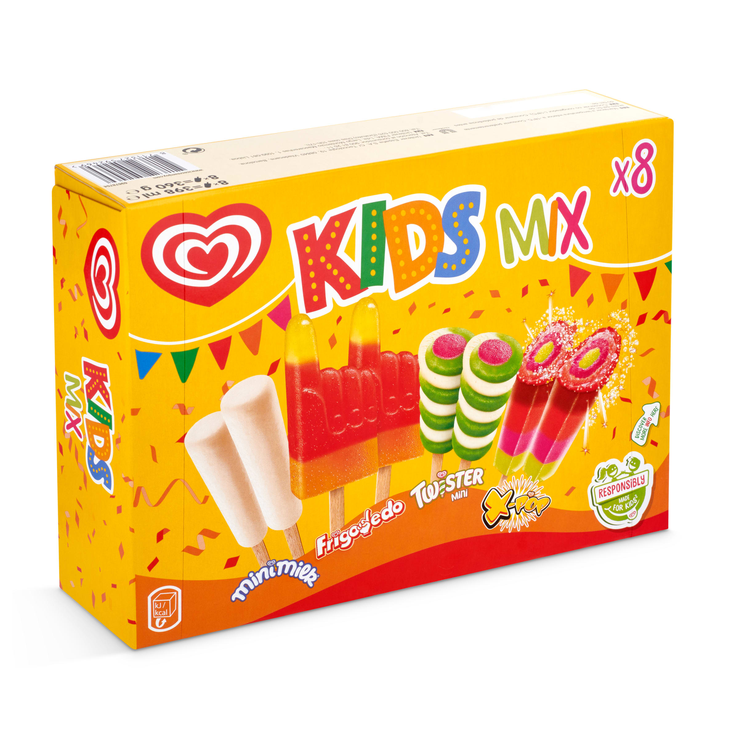 FRIGO helado surtido kids mix caja 8 uds 392 gr