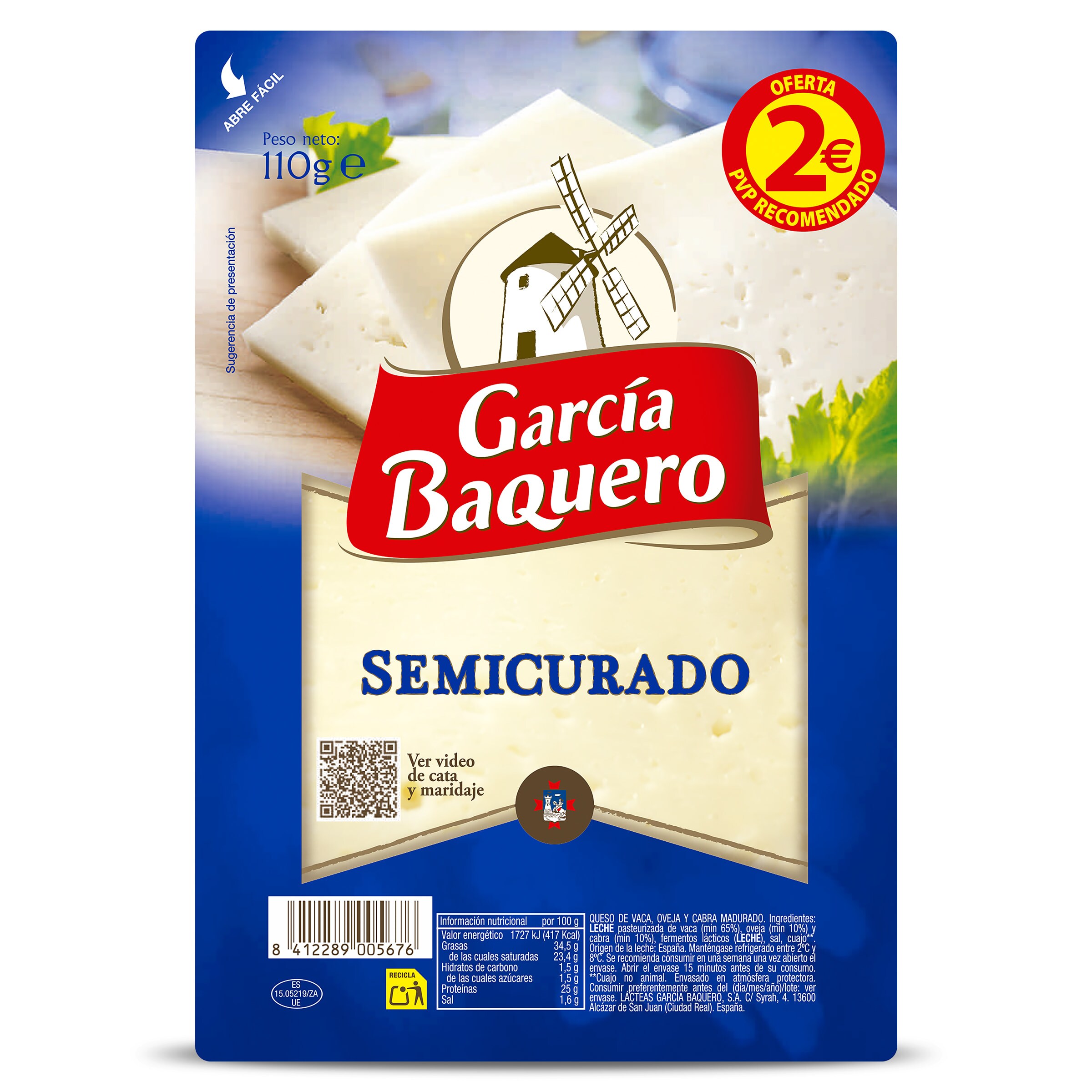 GARCIA BAQUERO queso semicurado en lonchas  envase 150 gr