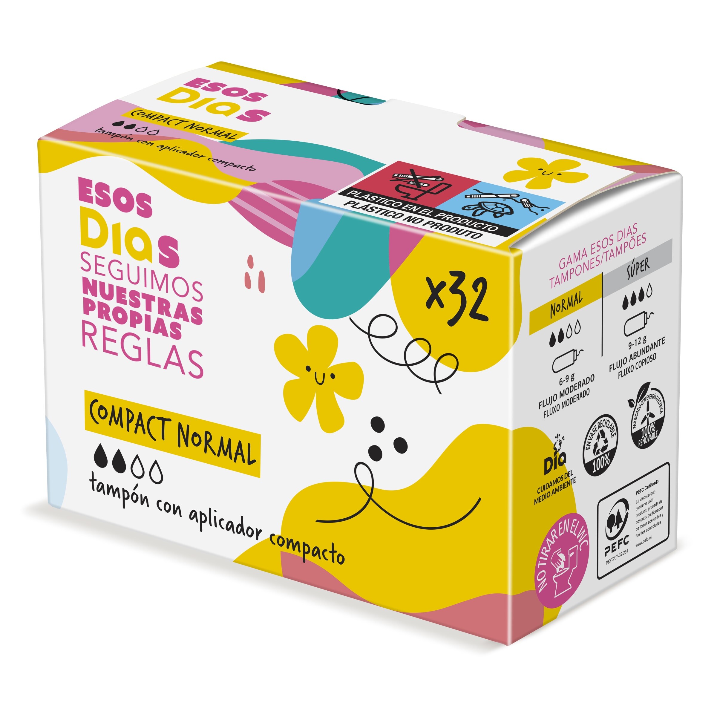 Tampón con aplicador compact normal Esos Dias caja 32 unidades