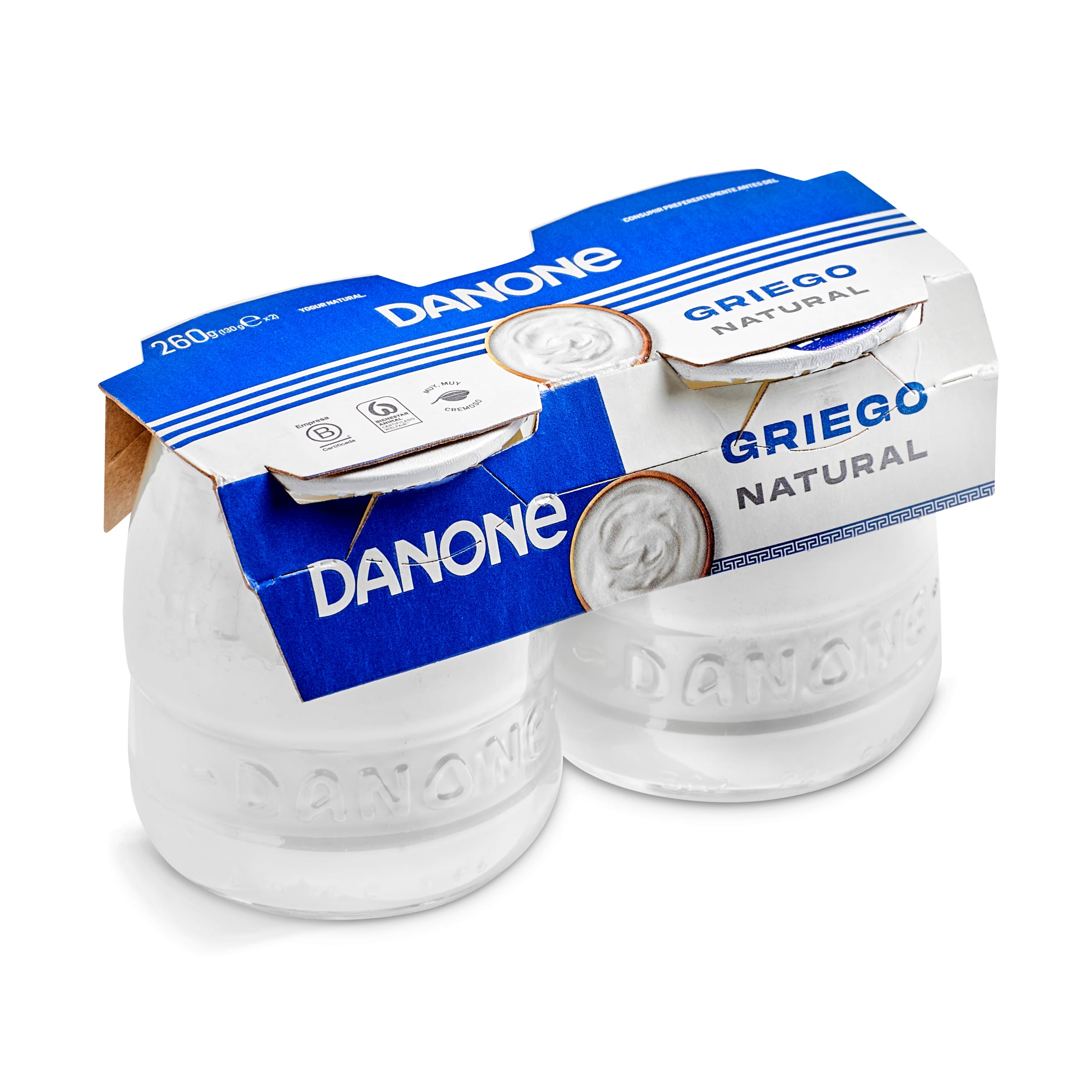 DANONE yogur original griego natural pack 2 unidades 130 gr