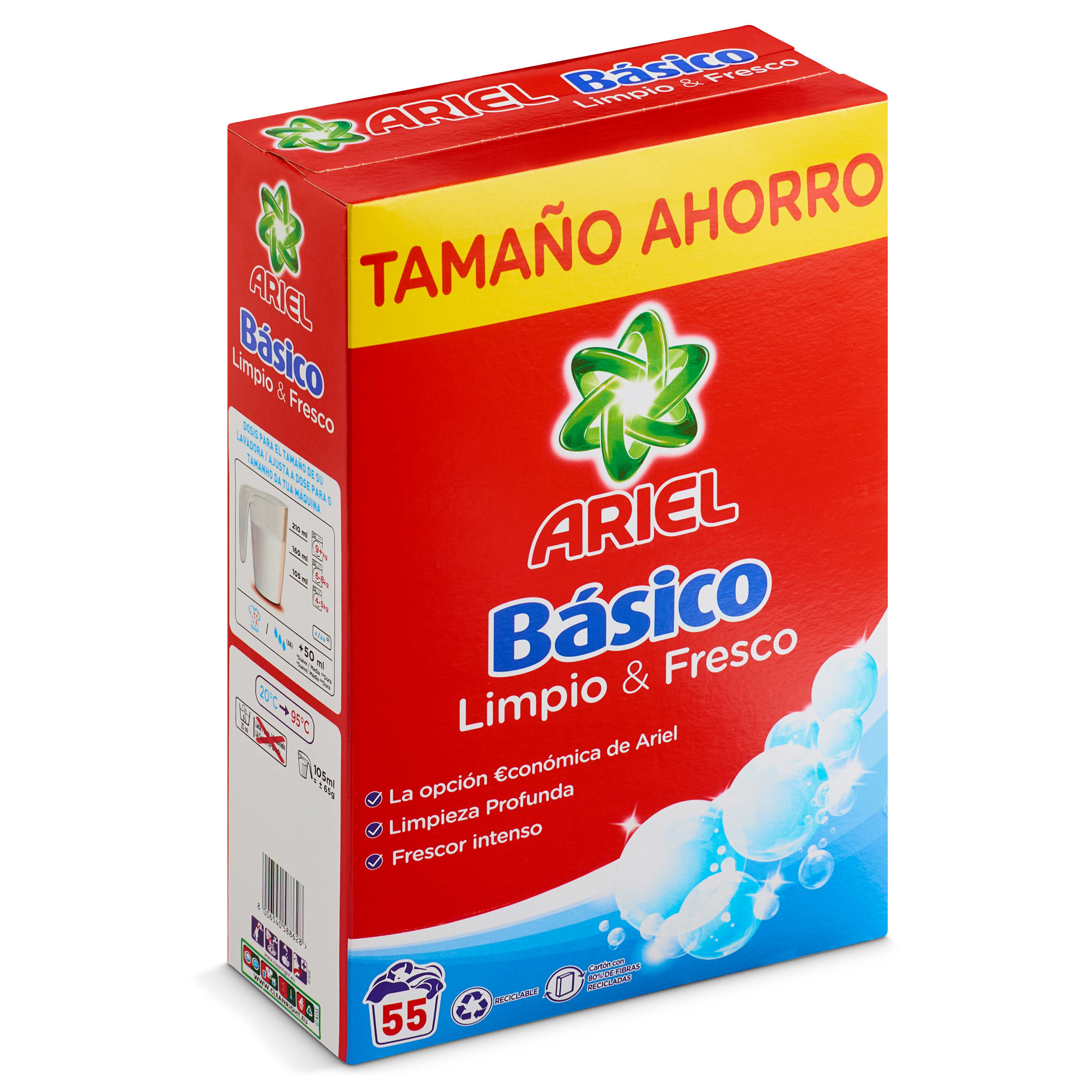 ARIEL detergente en polvo básico Ariel 55 lavados