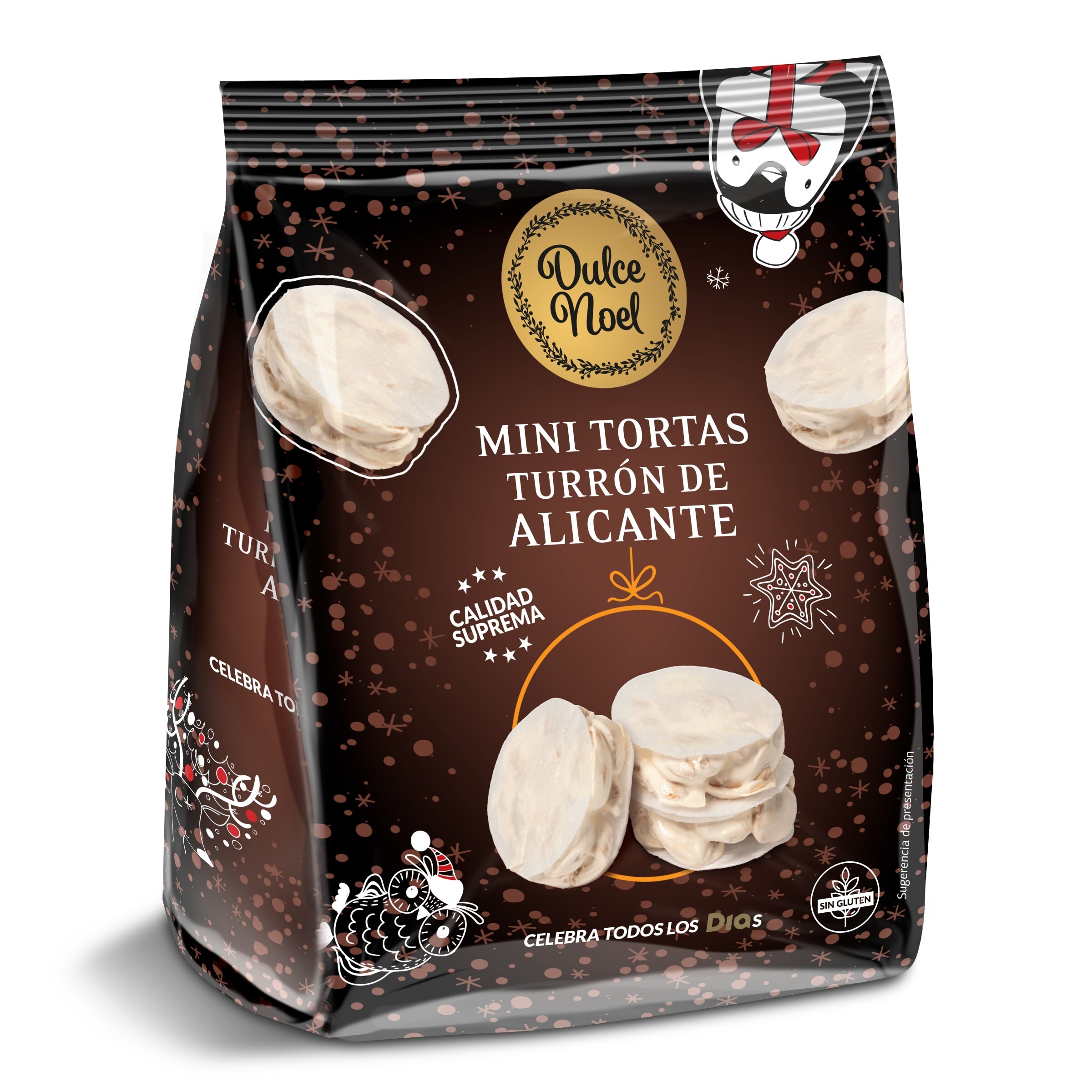 DIA DULCE NOEL mini tortas turrón de Alicante bolsa 120 gr