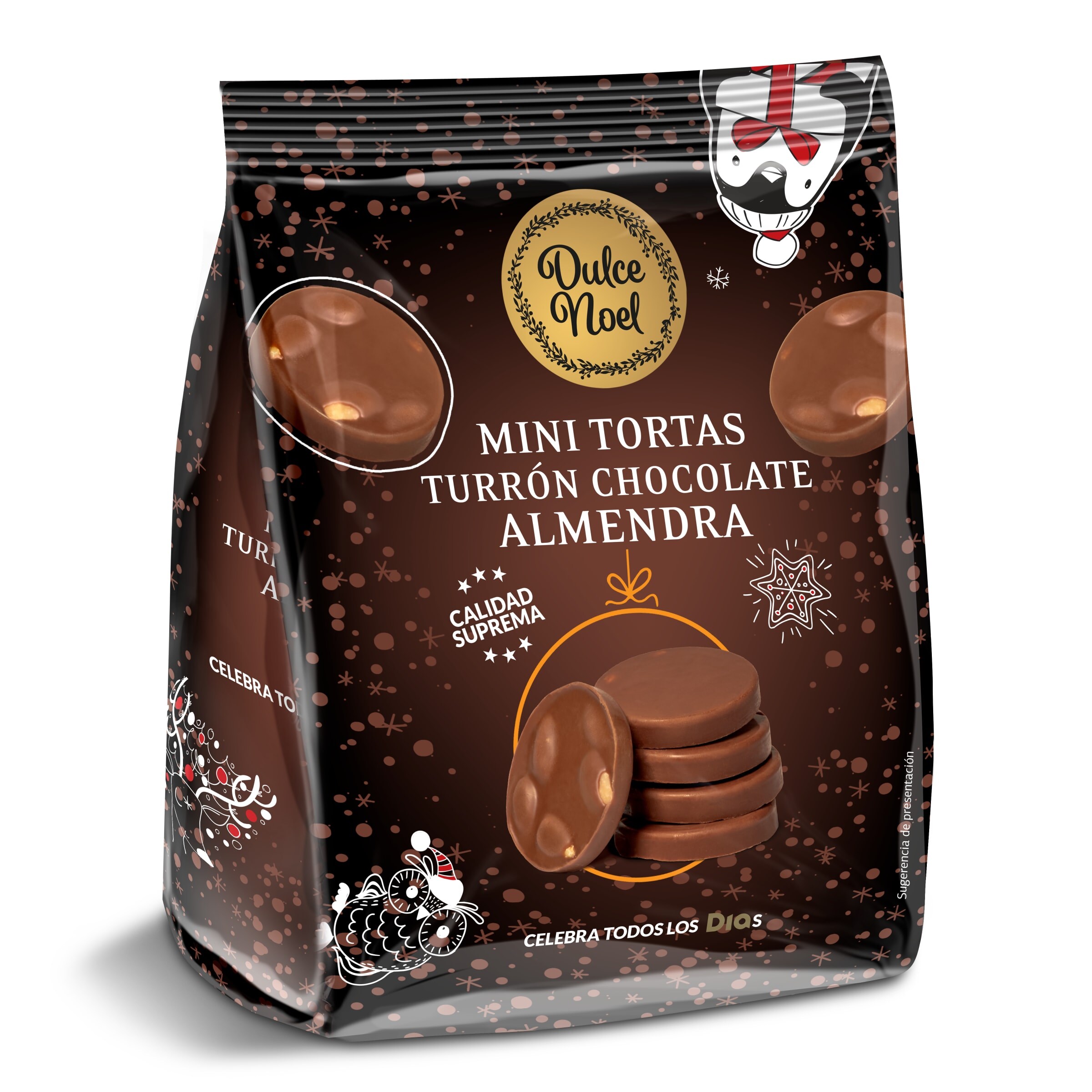 DIA DULCE NOEL mini tortas de chocolate con almendras bolsa 120 gr