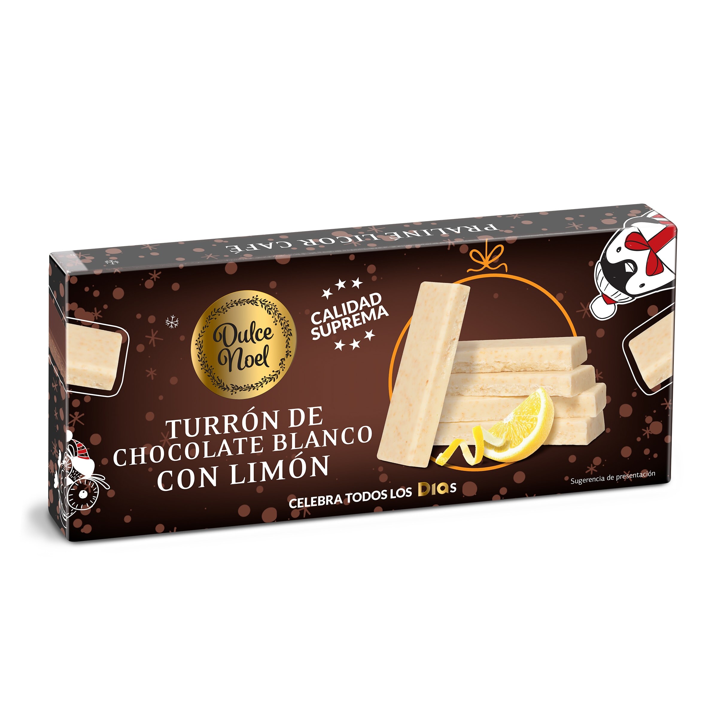 DIA DULCE NOEL turrón de chocolate blanco con limón estuche 150 gr