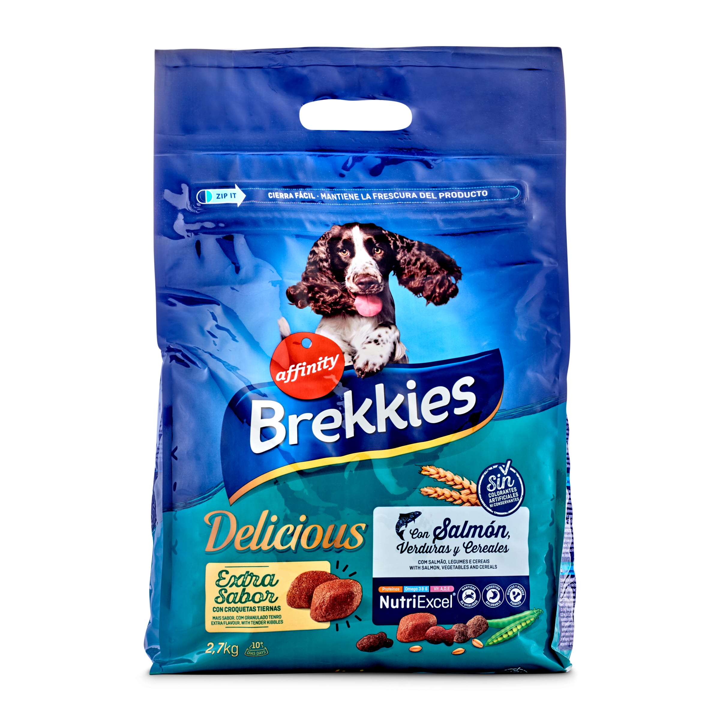 BREKKIES Delicious alimento para perros con salmón bolsa 2.7 Kg