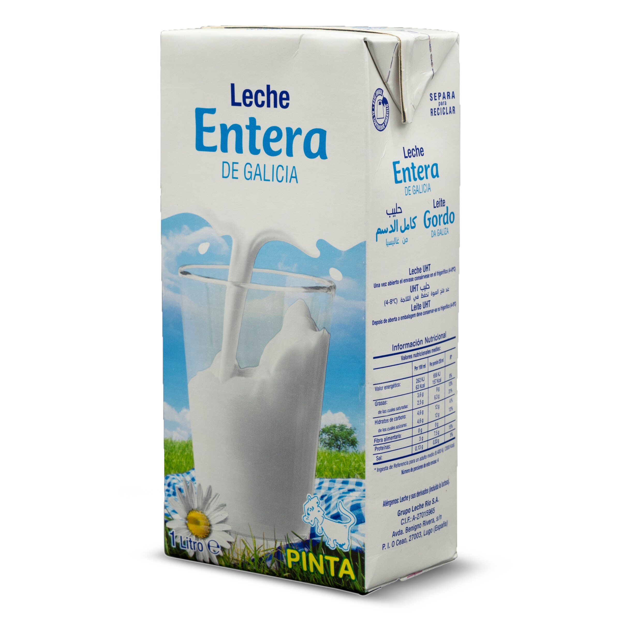 PINTA leche entera envase 1 lt