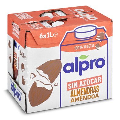 Bebida de almendras sin azúcar Alpro pack 6 x 1 L-0 Bebida de almendras sin azúcar Alpro pack 6 x 1 L-0