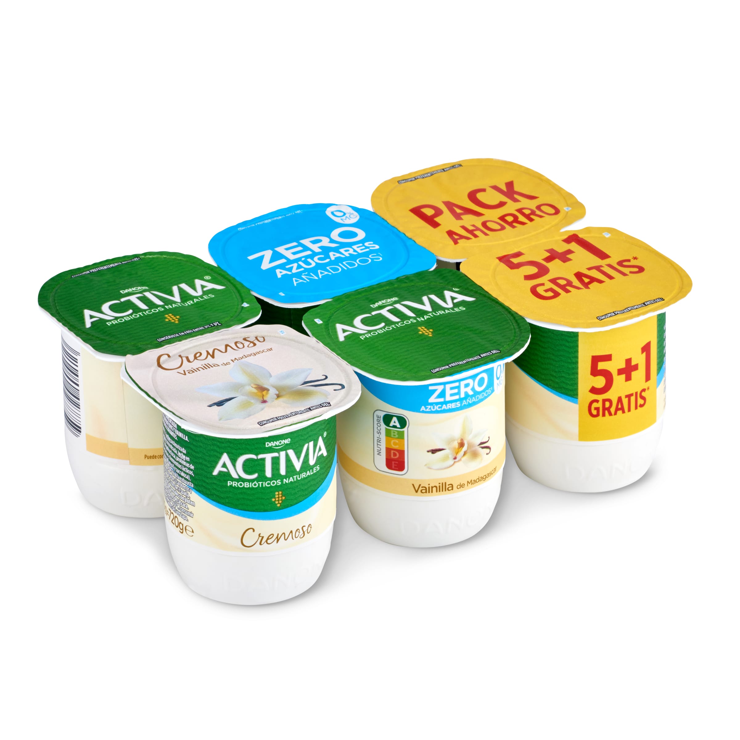 DANONE ACTIVIA cremoso con sabor a vainilla pack 6 unidades 120 gr