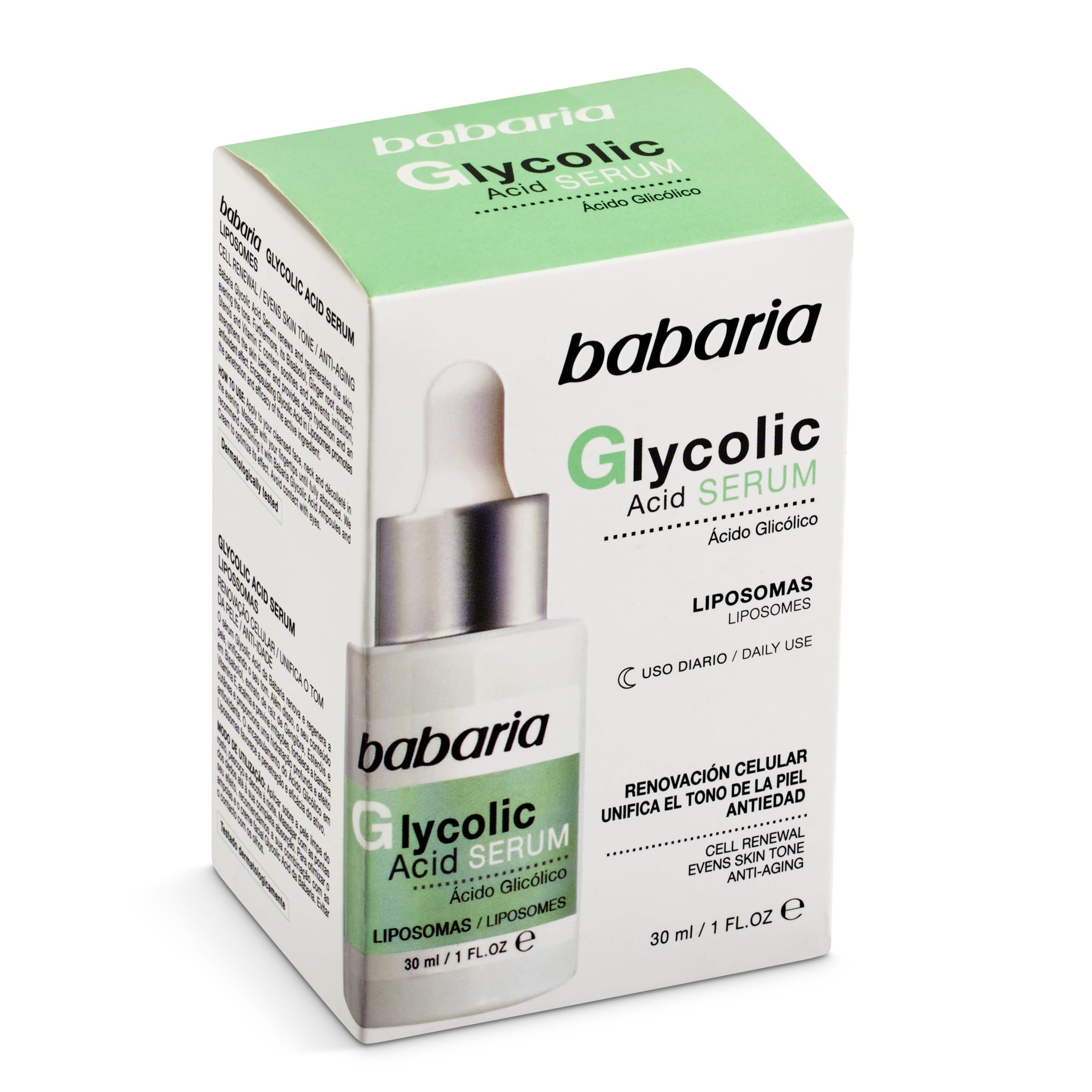 BABARIA serum renovador ácido glicólico dosificador 30 ml