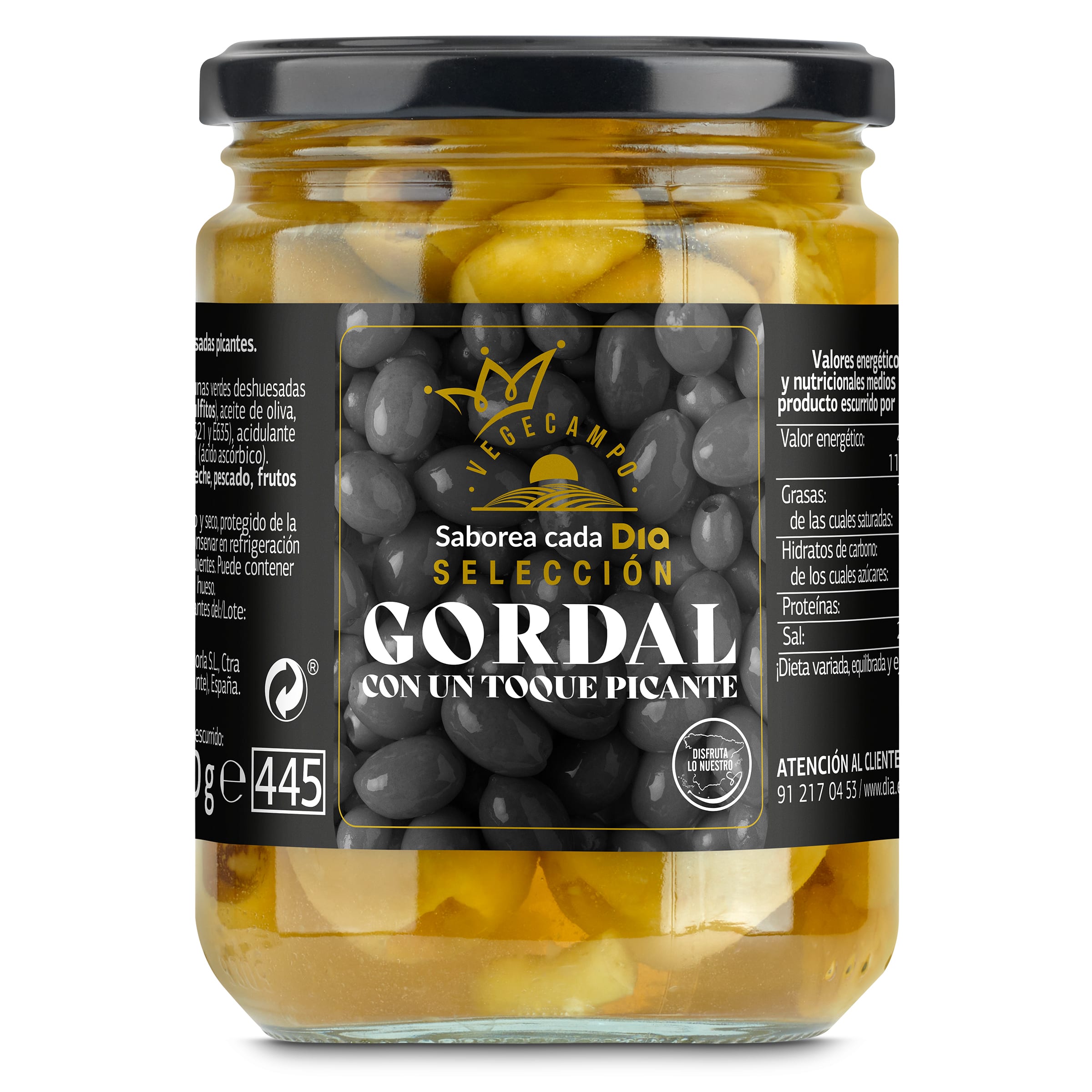 DIA VEGECAMPO aceitunas gordal frasco 200 gr