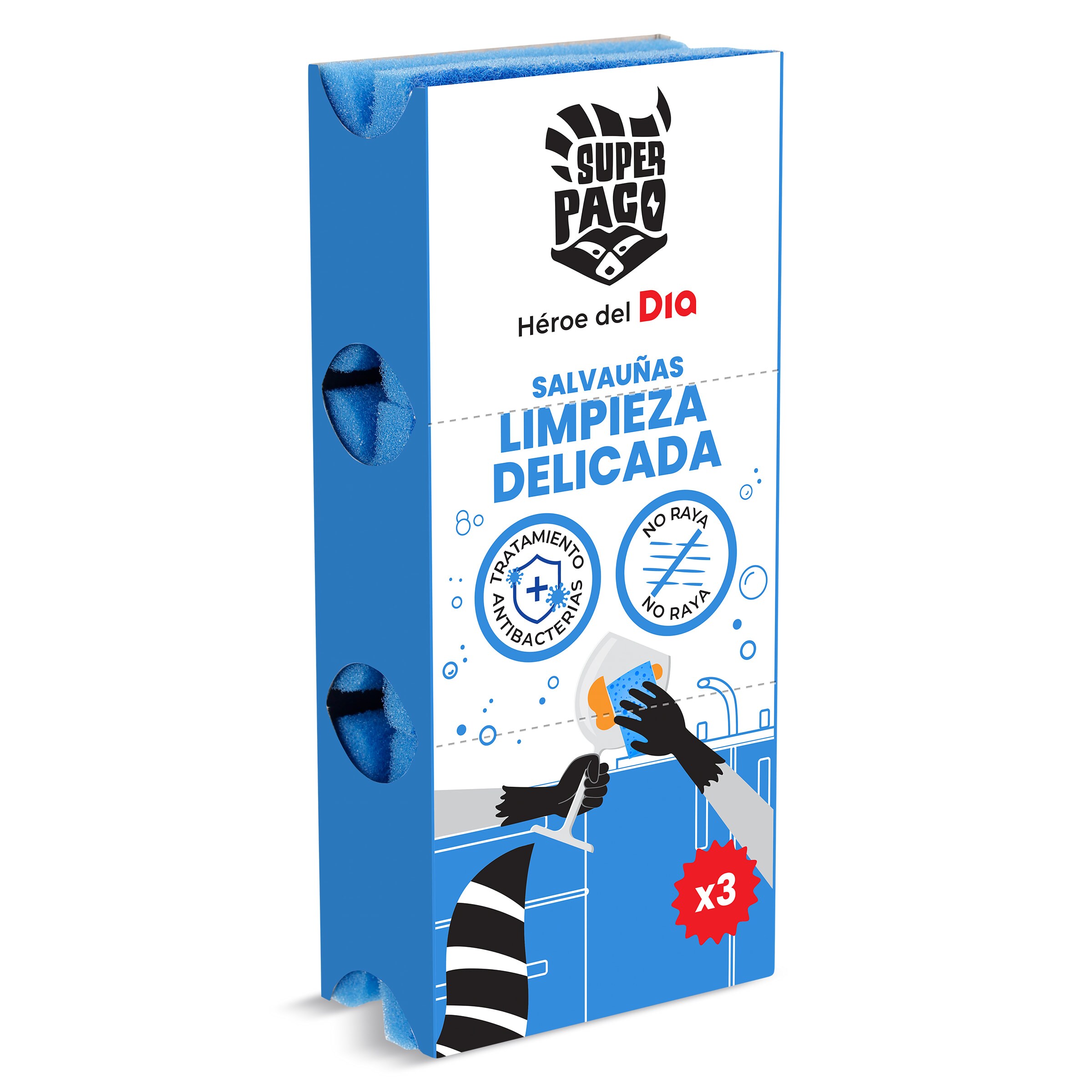 Estropajo salvauñas limpieza delicada Super Paco de Dia estuche 3 unidades