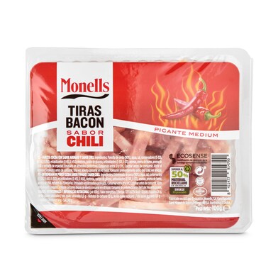 Tiras de bacon sabor chilli Monells bandeja 100 g-0