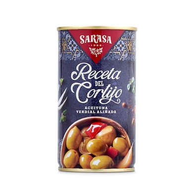 Aceituna aliñada receta del cortijo Sarasa lata 185 g-0