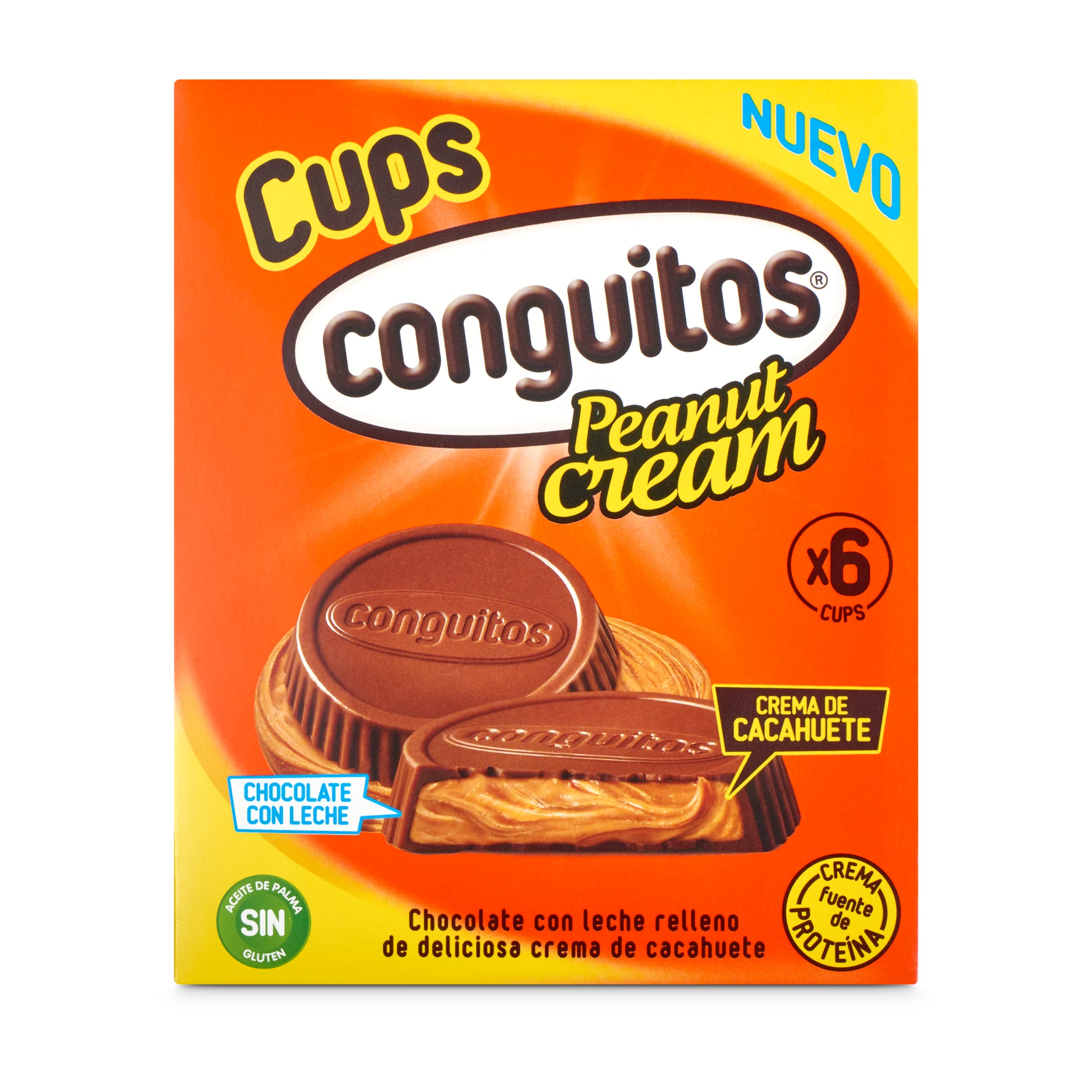 CONGUITOS chocolate con leche relleno de crema de cacahuete cups caja 102 gr
