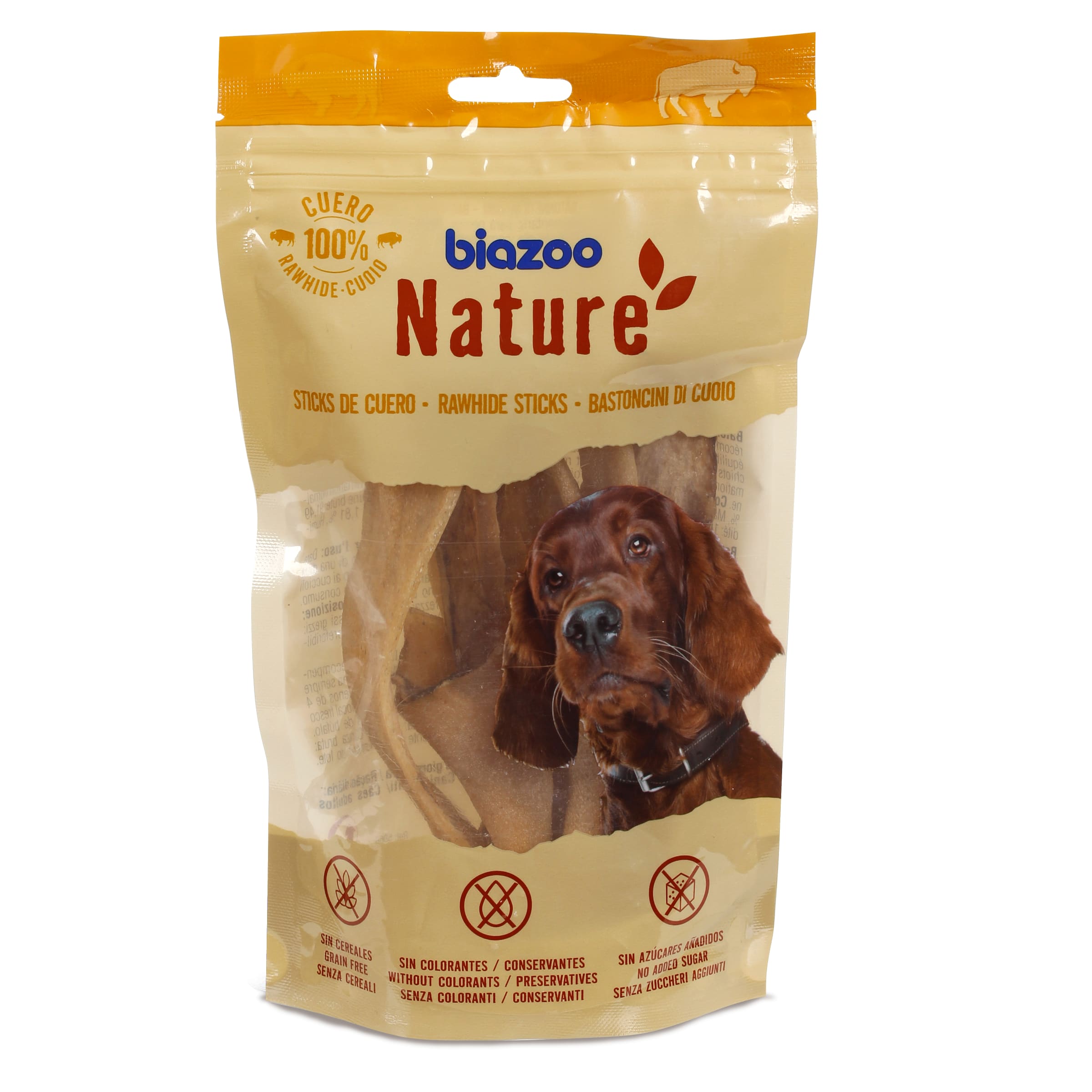 BIAZOO snack para perros sticks de cuero natural bolsa 100 gr