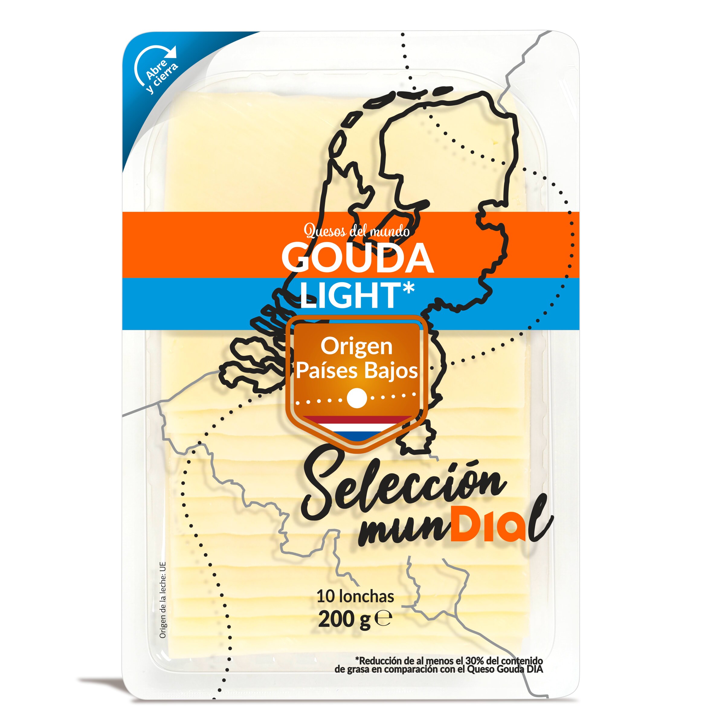 DIA SELECCION MUNDIAL queso gouda light en lonchas envase 200 gr