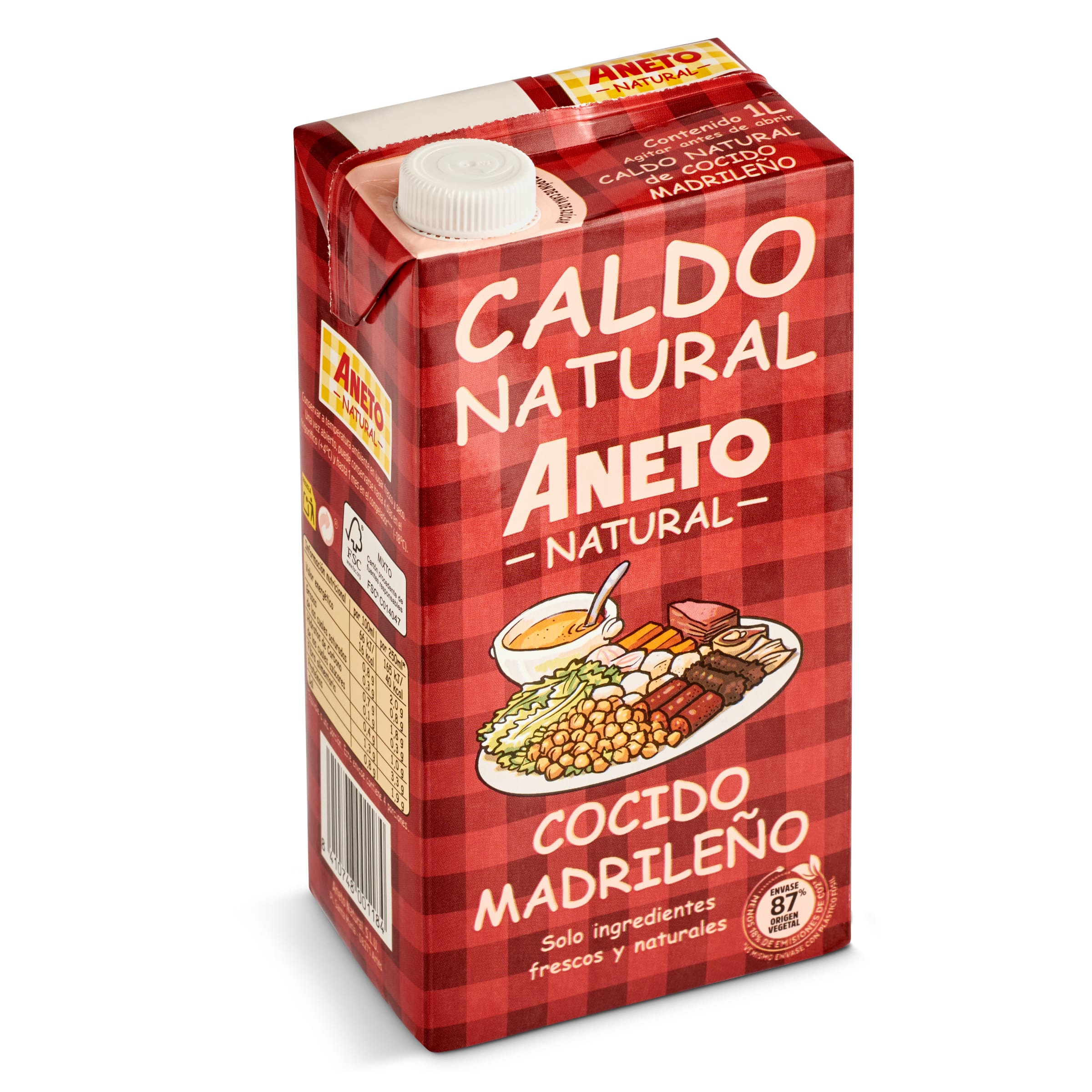ANETO caldo natural de cocido madrileño envase 1 lt