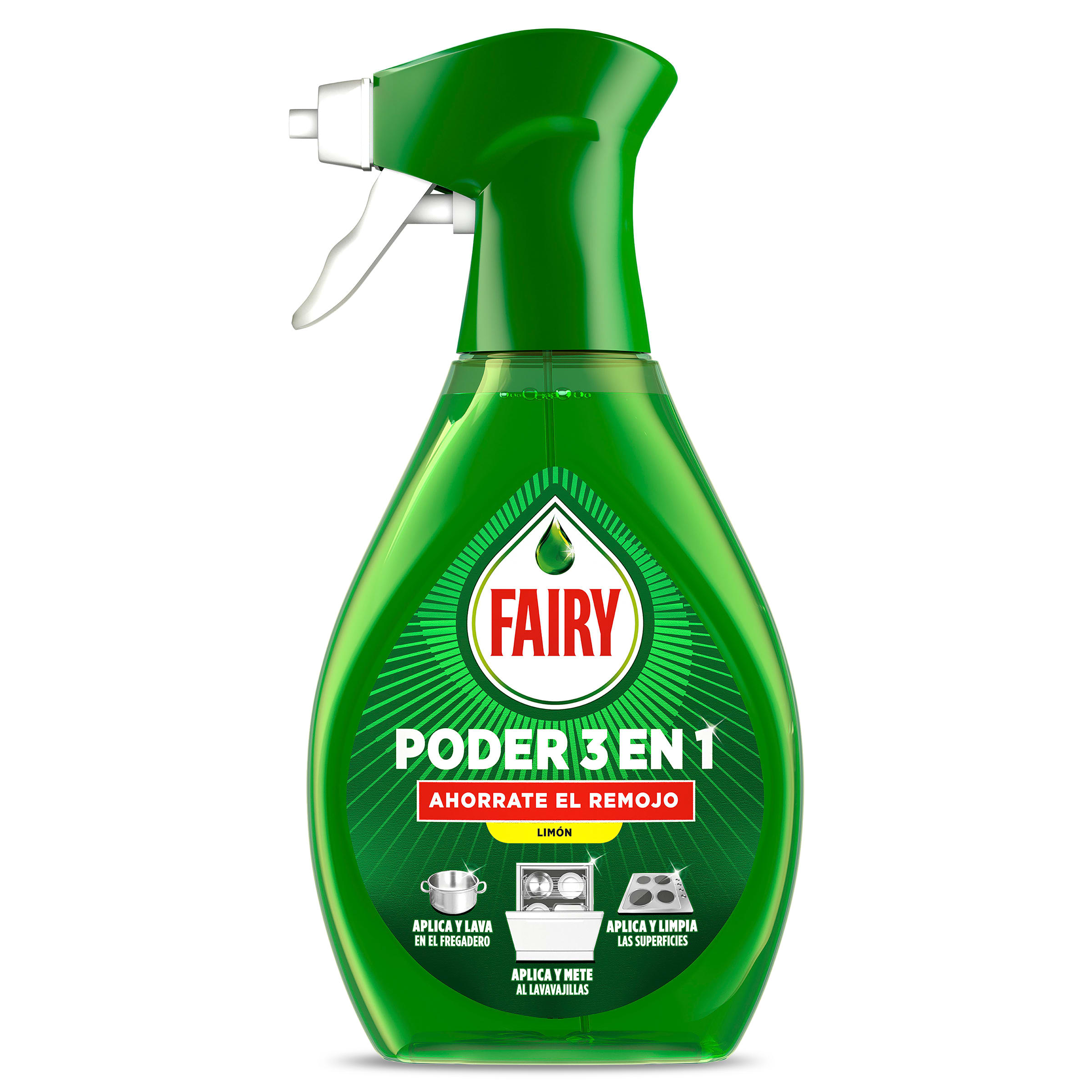 Lavavajillas a mano poder 3 en 1 limón Fairy spray 500 ml