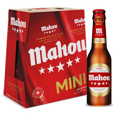 Cerveza Mahou 5 Estrellas pack 6 x 20 cl-0 Cerveza Mahou 5 Estrellas pack 6 x 20 cl-0
