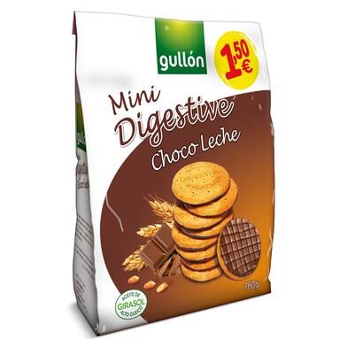 Mini galletas digestive de chocolate con leche Gullón bolsa 160 g-0 Mini galletas digestive de chocolate con leche Gullón bolsa 160 g-0