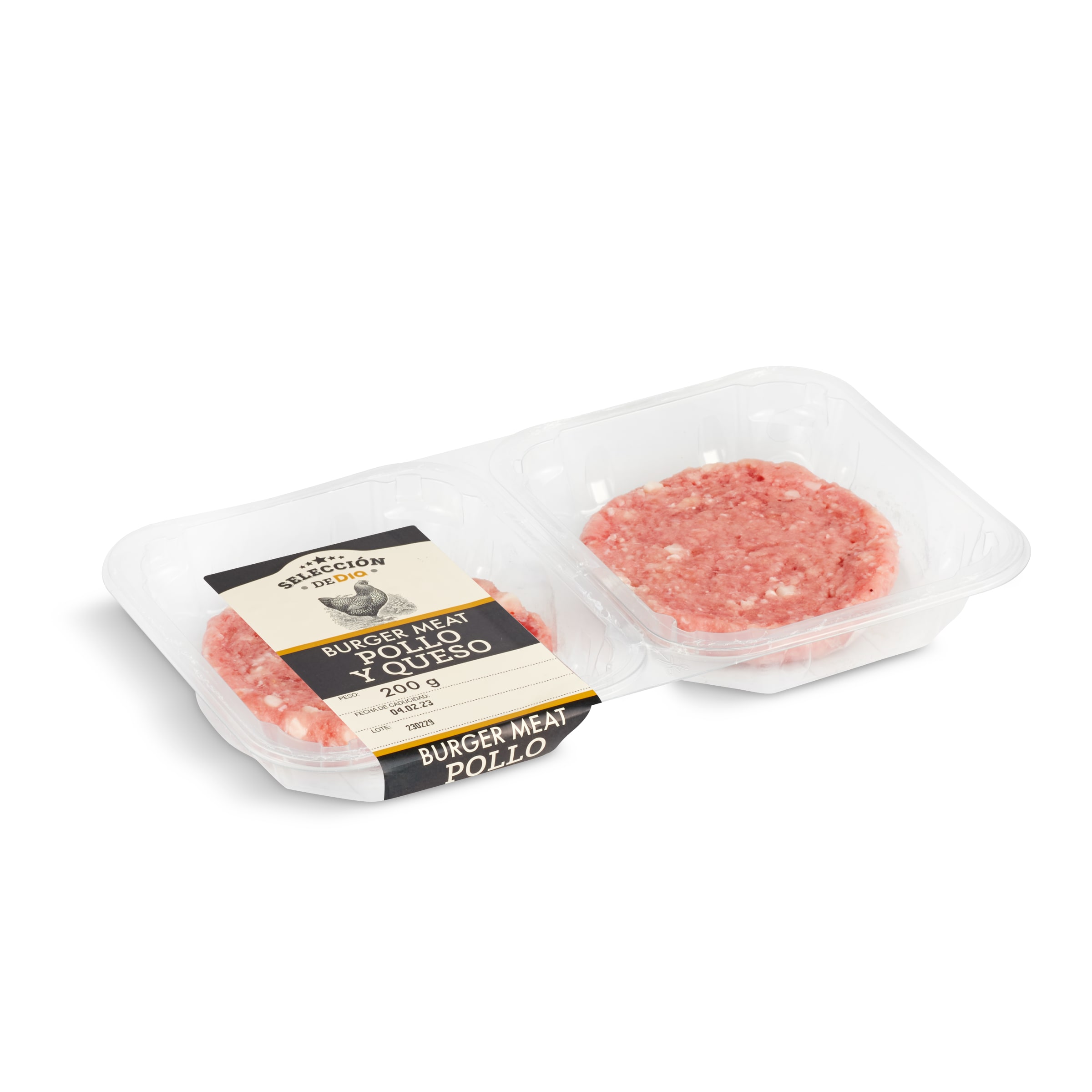 SELECCIÓN DE DIA burger de pollo y queso bandeja 2 uds 200 gr