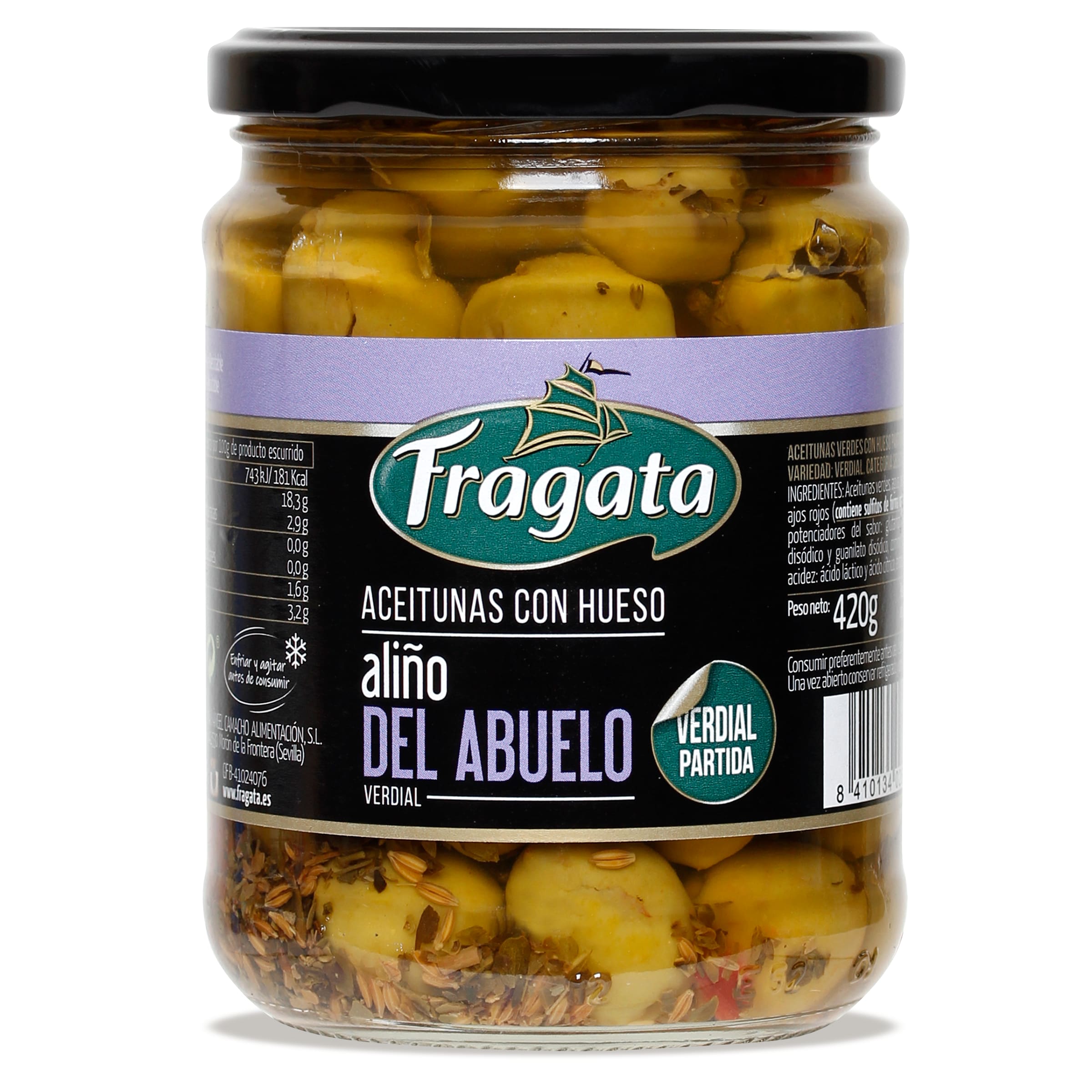 FRAGATA aceitunas con hueso aliño del abuelo frasco 250 gr