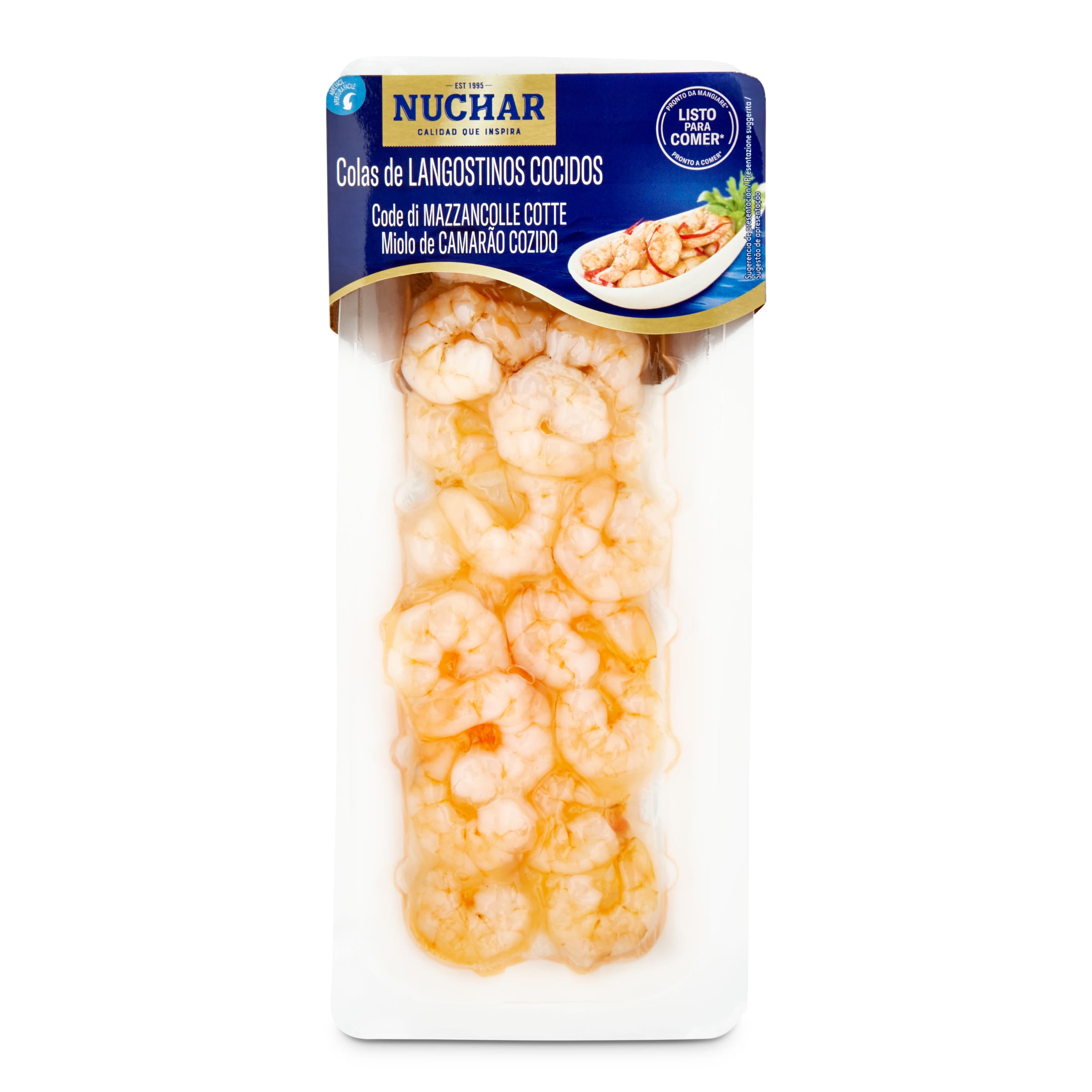 NUCHAR colas de langostino cocidas bandeja 125 gr