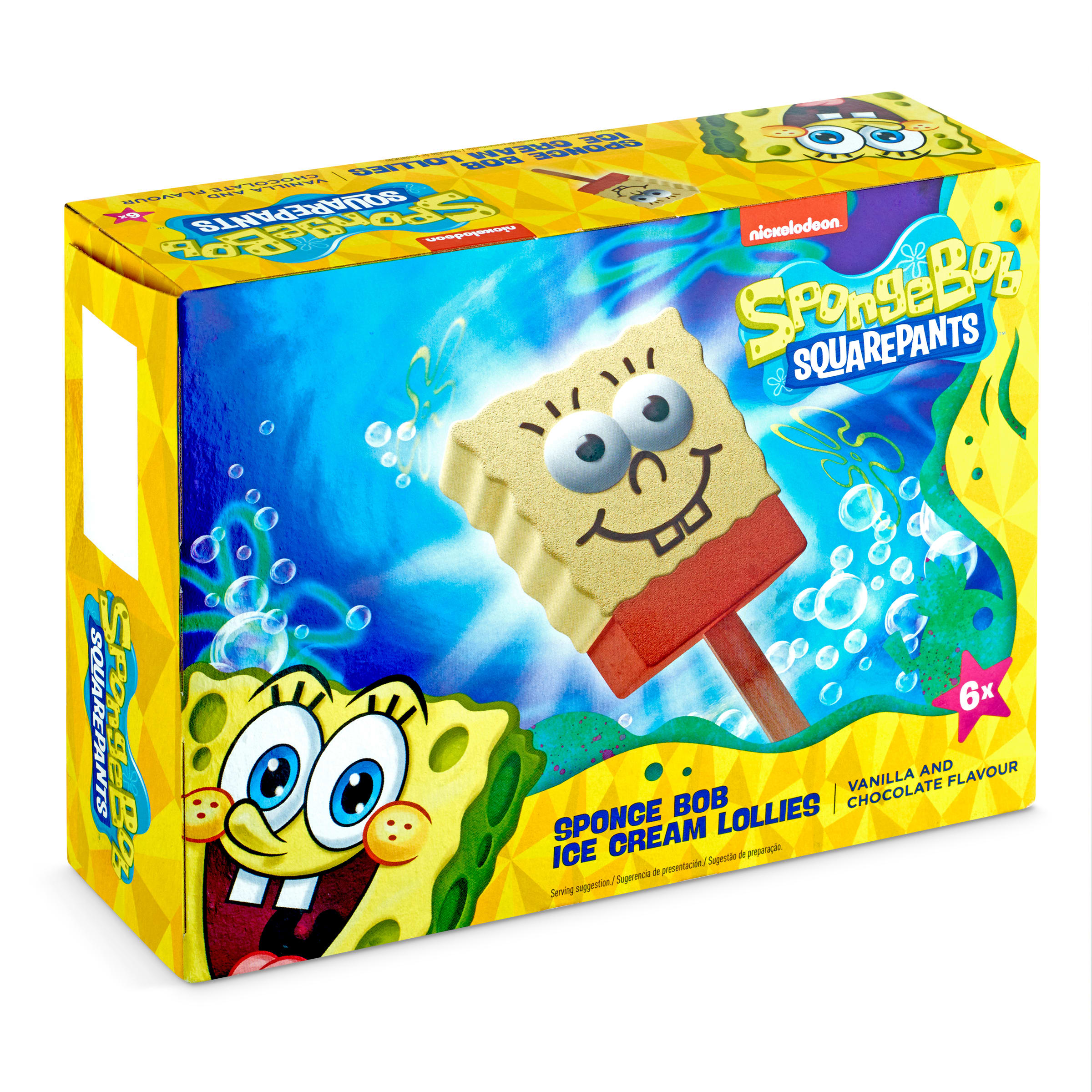 Helado de vainilla y chocolate Bob Esponja 4 unidades estuche 204 g