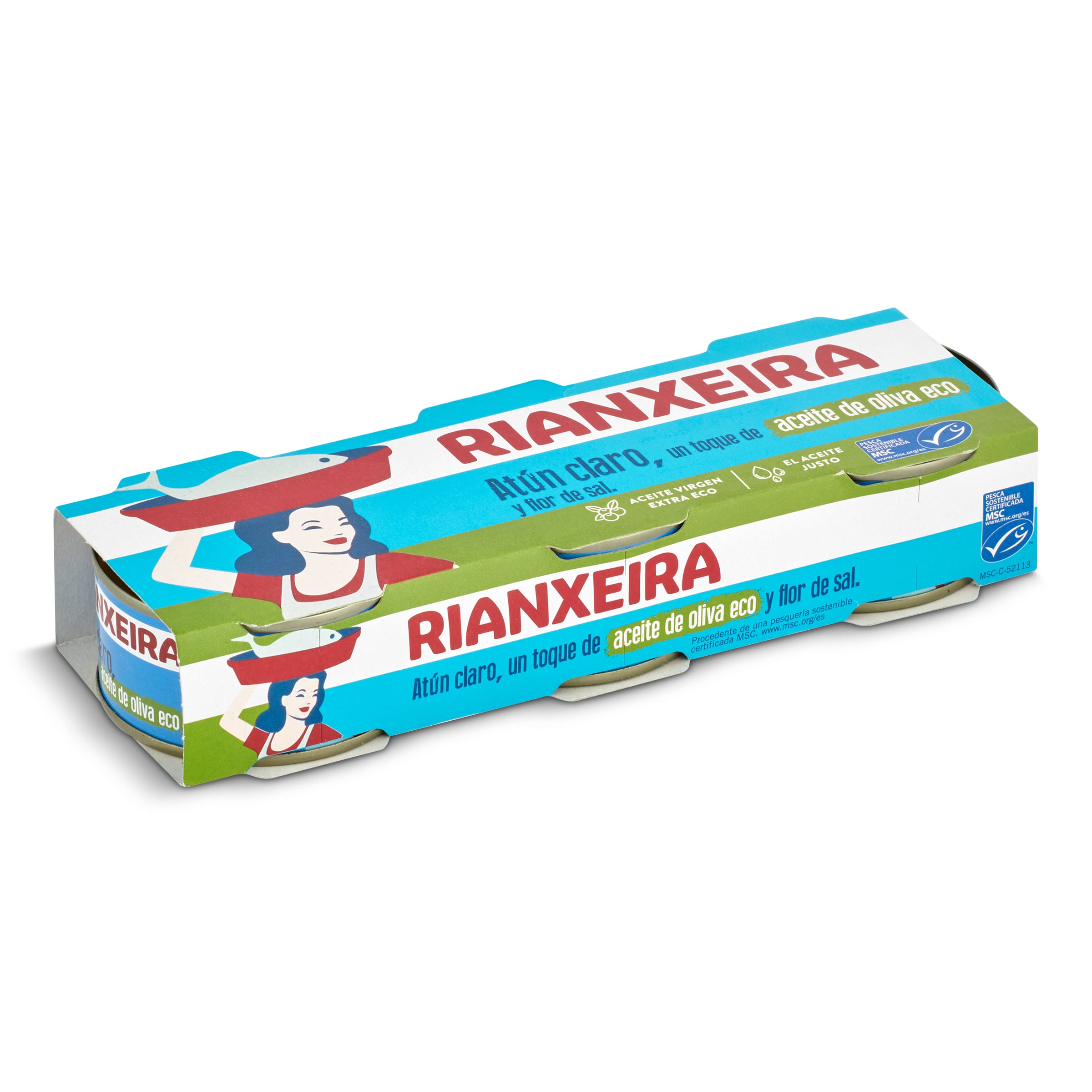 RIANXEIRA atún claro en aceite de oliva eco pack 3 latas de 52 gr