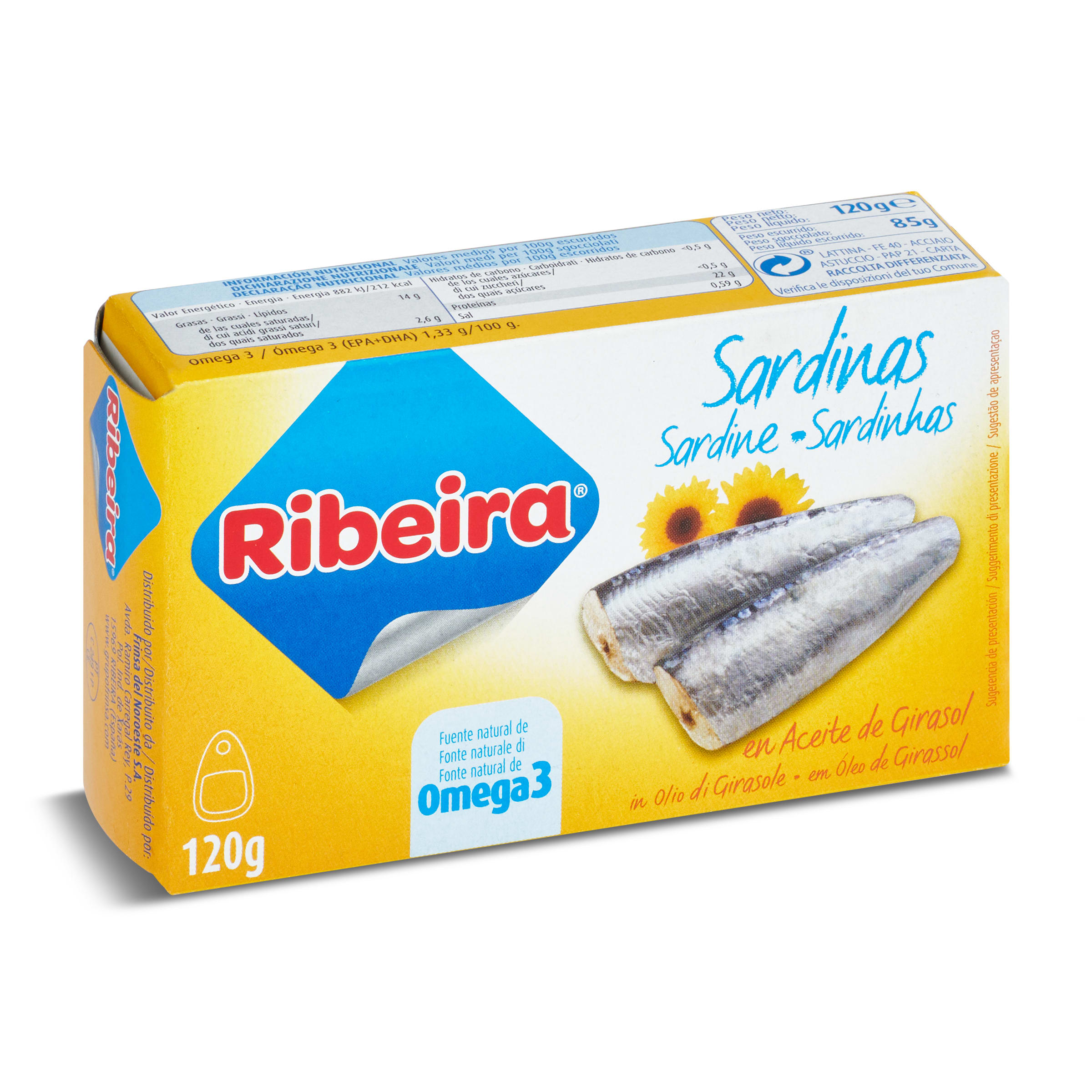 RIBEIRA sardinas en aceite de girasol lata 85 gr