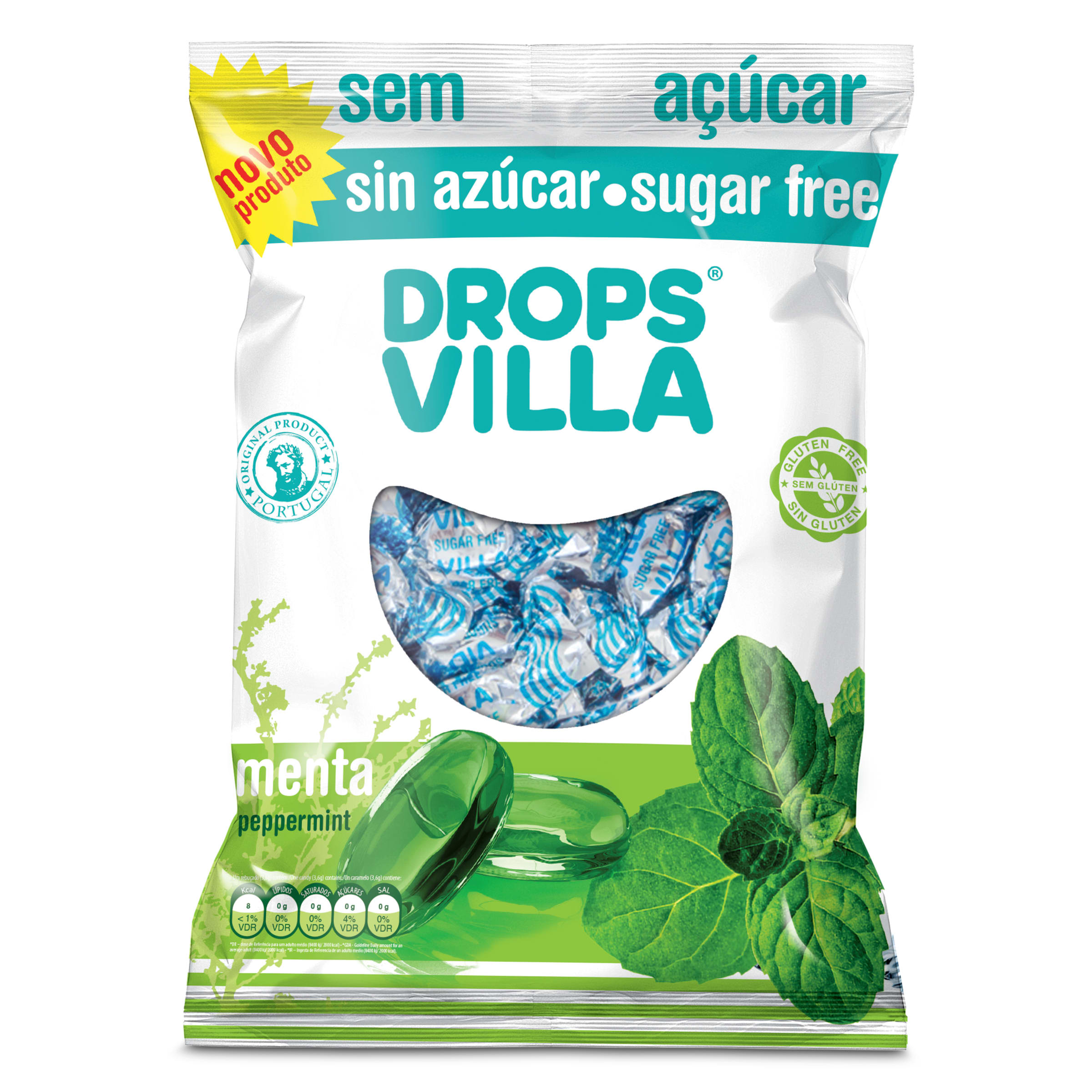 DROPS VILLA caramelos de menta sin azúcar bolsa 100 gr