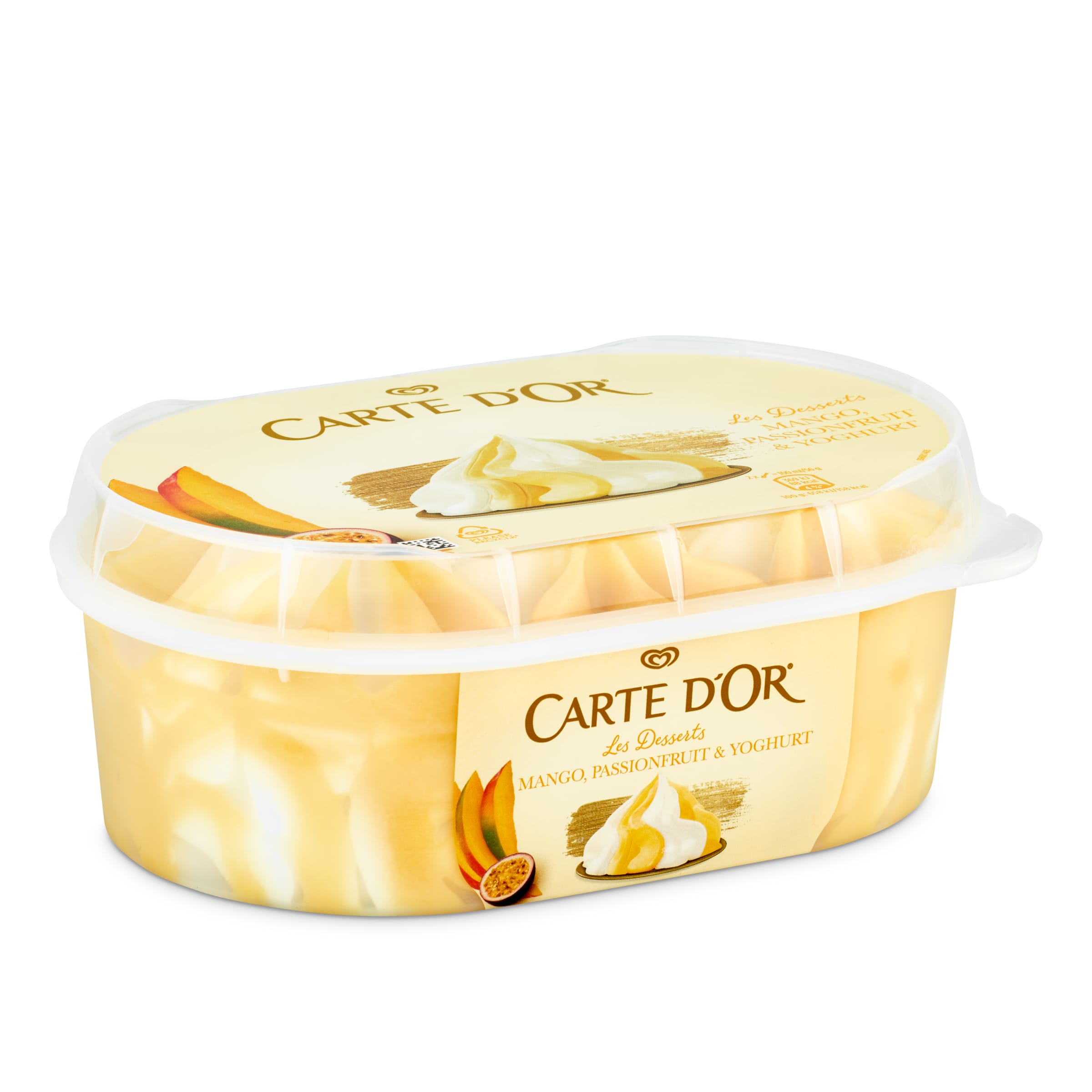 CARTE D'OR helado de yogur, mango y fruta de la pasión barqueta 479 gr
